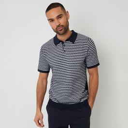 Threadbare Textured Stripe Knitted Polo Shirt