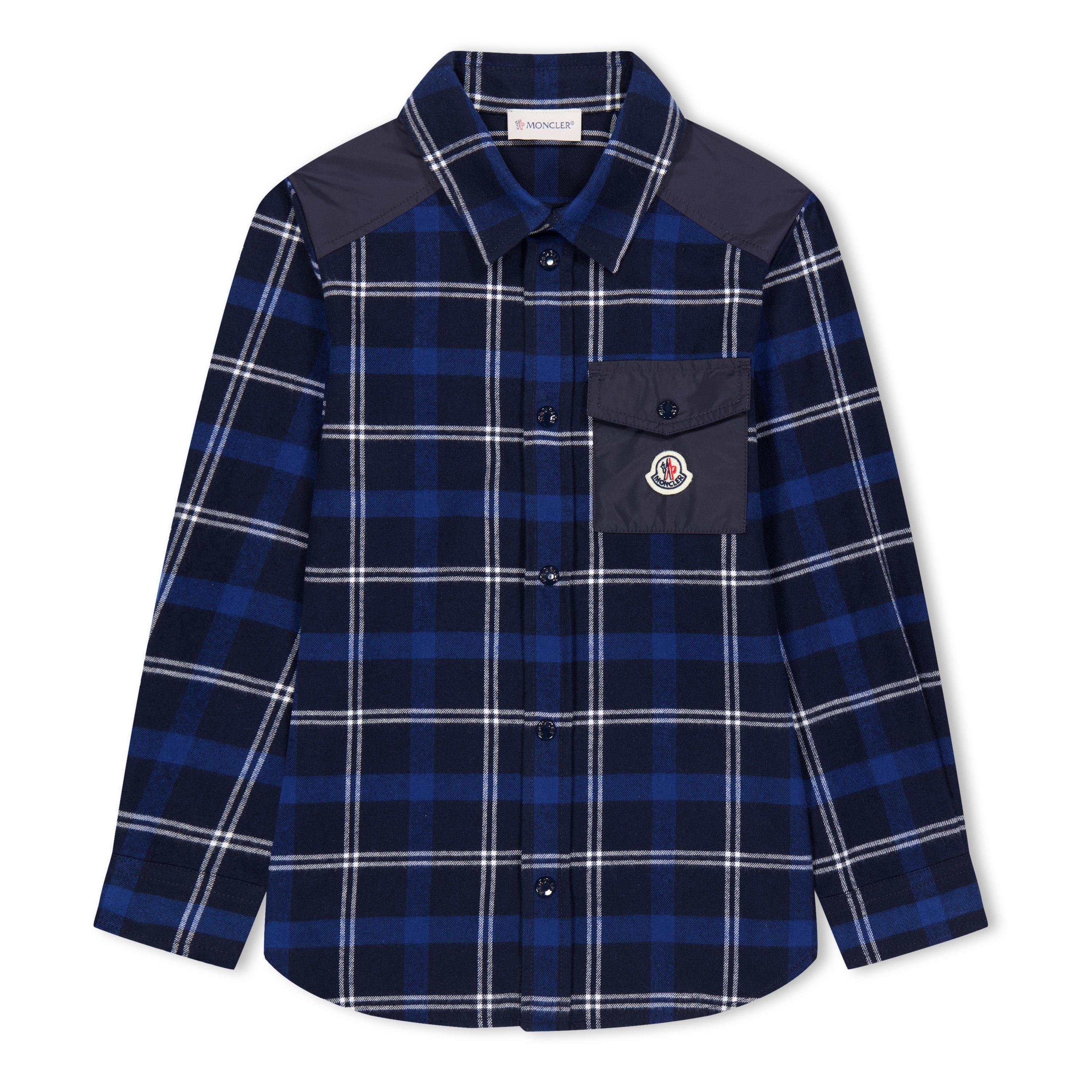 Moncler Flannel Shirt Juniors - Blue 742 - Size 12Y