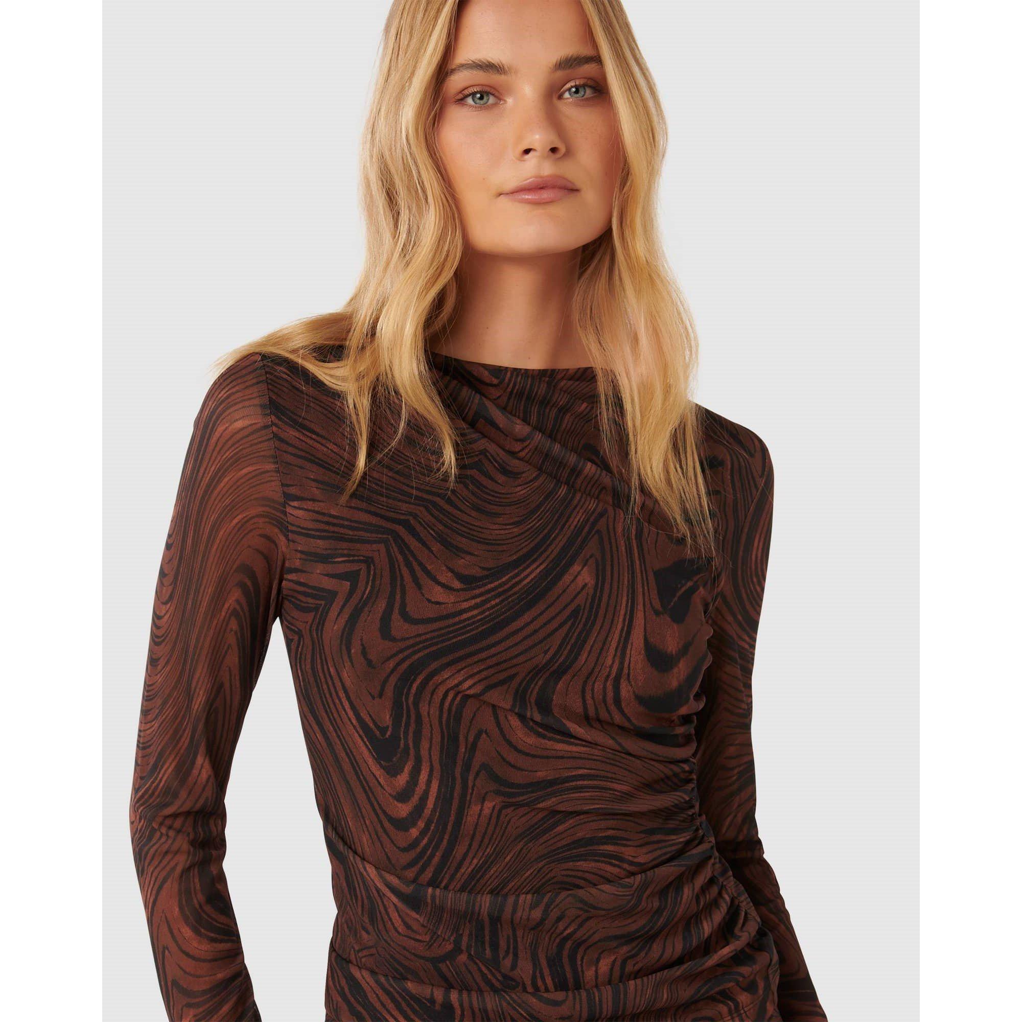 Kallara Abstrac - Forever New - Zali Ruched Mesh Long Sleeves Top - 4