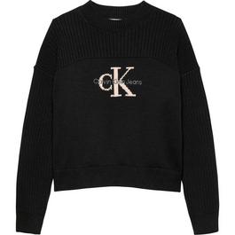 Calvin Klein Jeans Monochrome Logo Knit Crew Neck Sweater Juniors