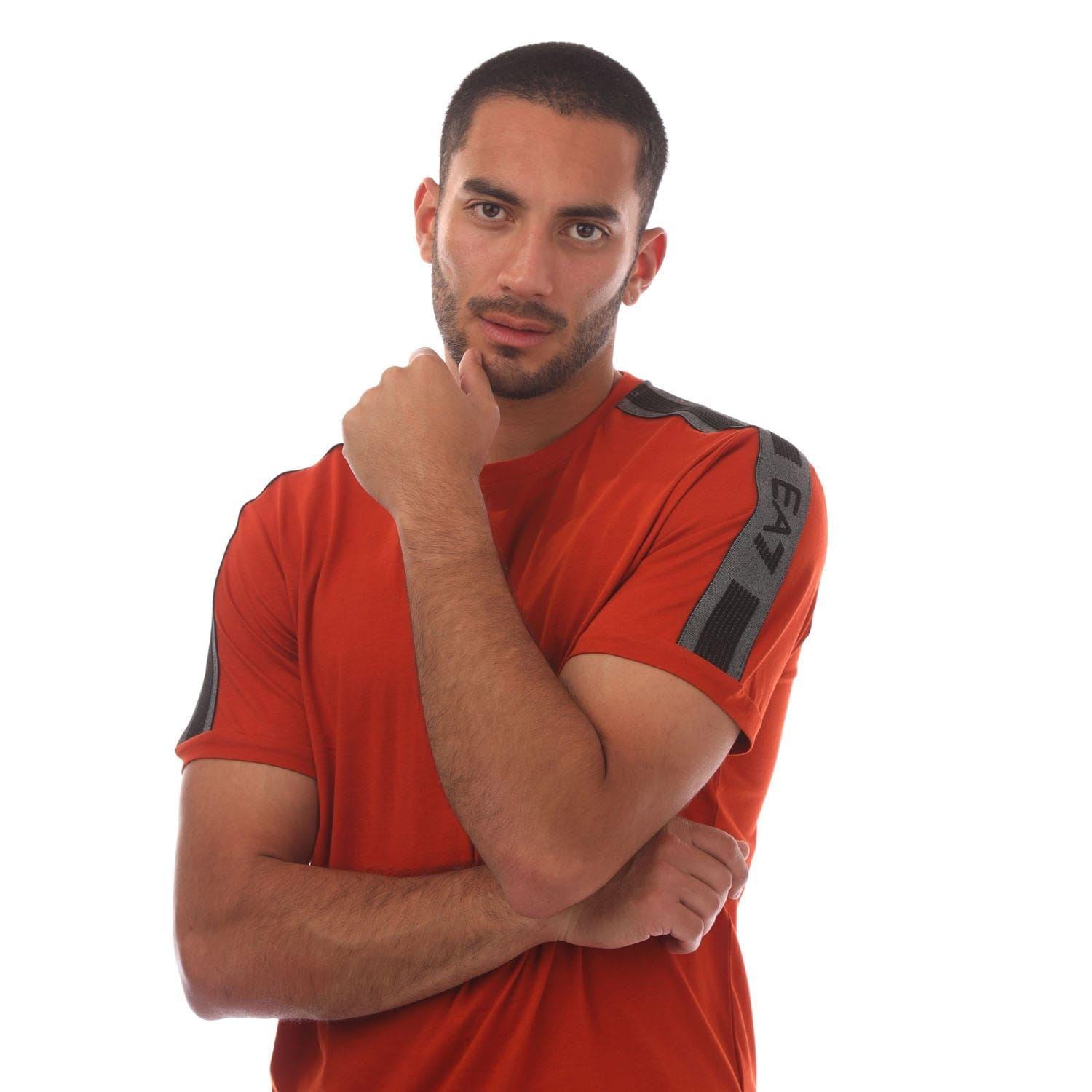 Orange - EA7 - Logo Series Cotton-Jersey T-Shirt - 2