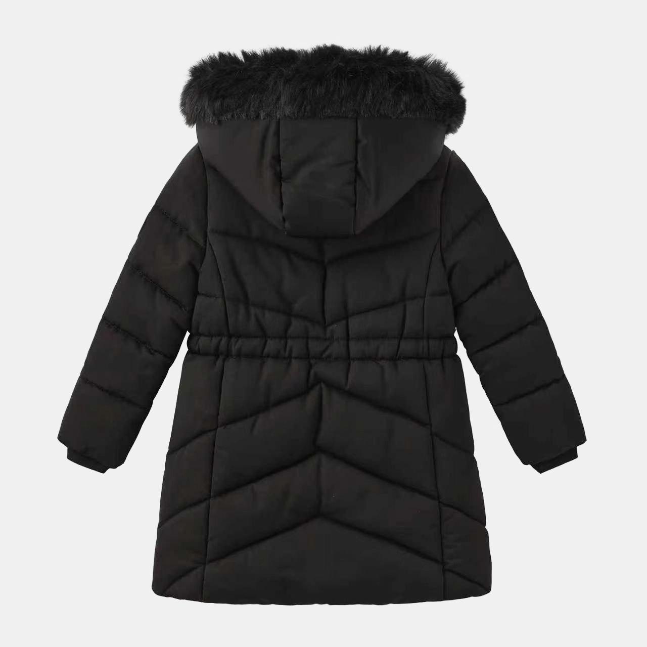 Black - Firetrap - Kids Faux Fur Trim Long Sleeve Short Puffer Jacket - 2