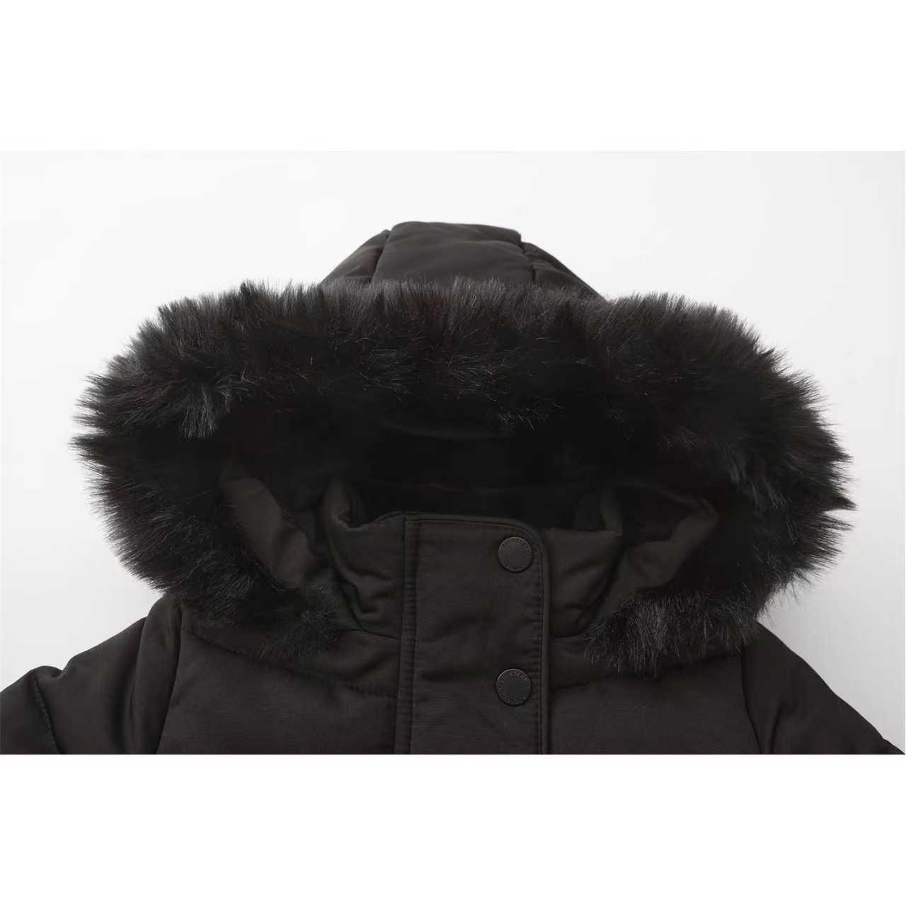 Black - Firetrap - Kids Faux Fur Trim Long Sleeve Short Puffer Jacket - 3