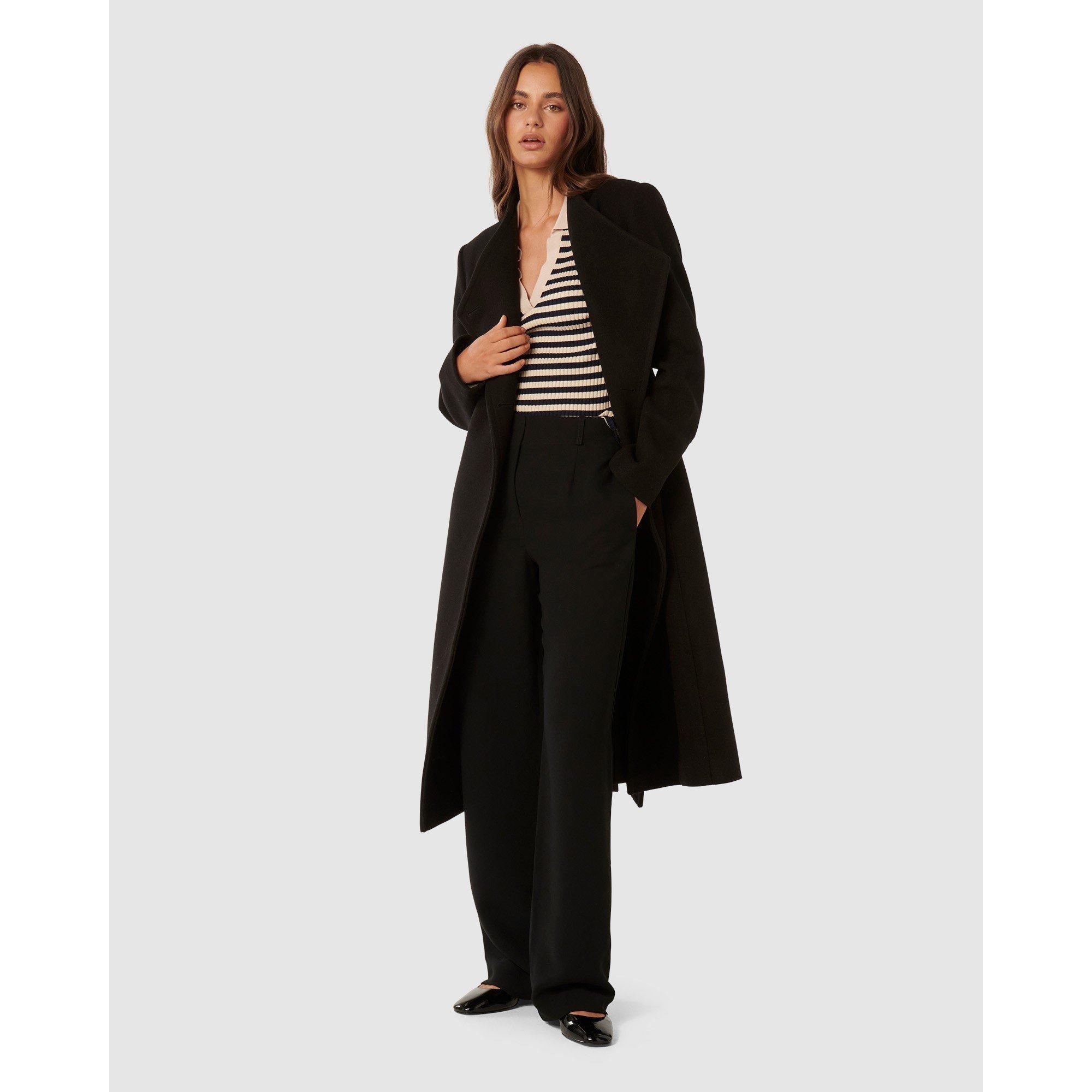 Black - Forever New - Women's Ari Funnel Neck Double Breasted Coat - 2