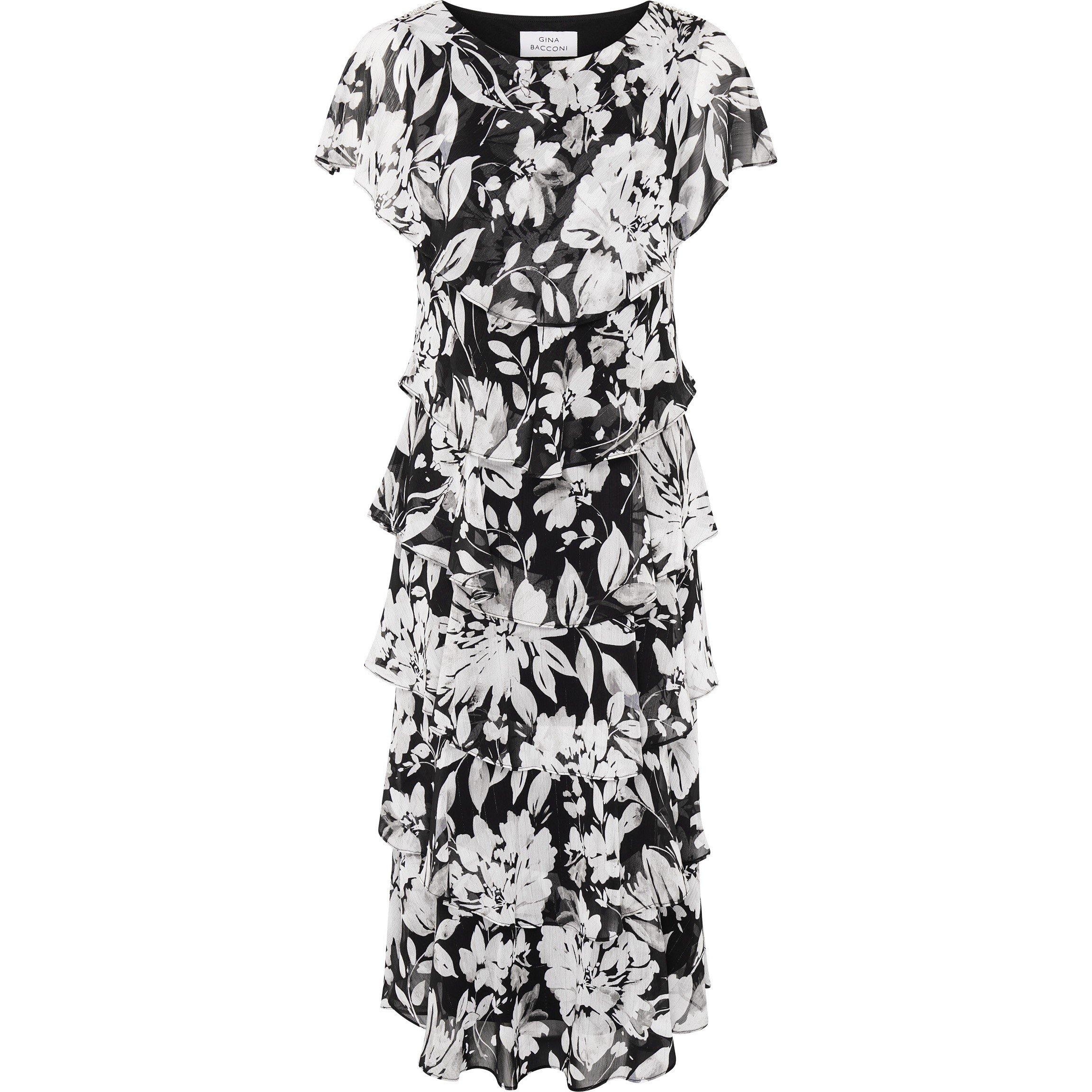 Gina Bacconi Women's Blossom Printed Midi Dress - Black /  - 20
