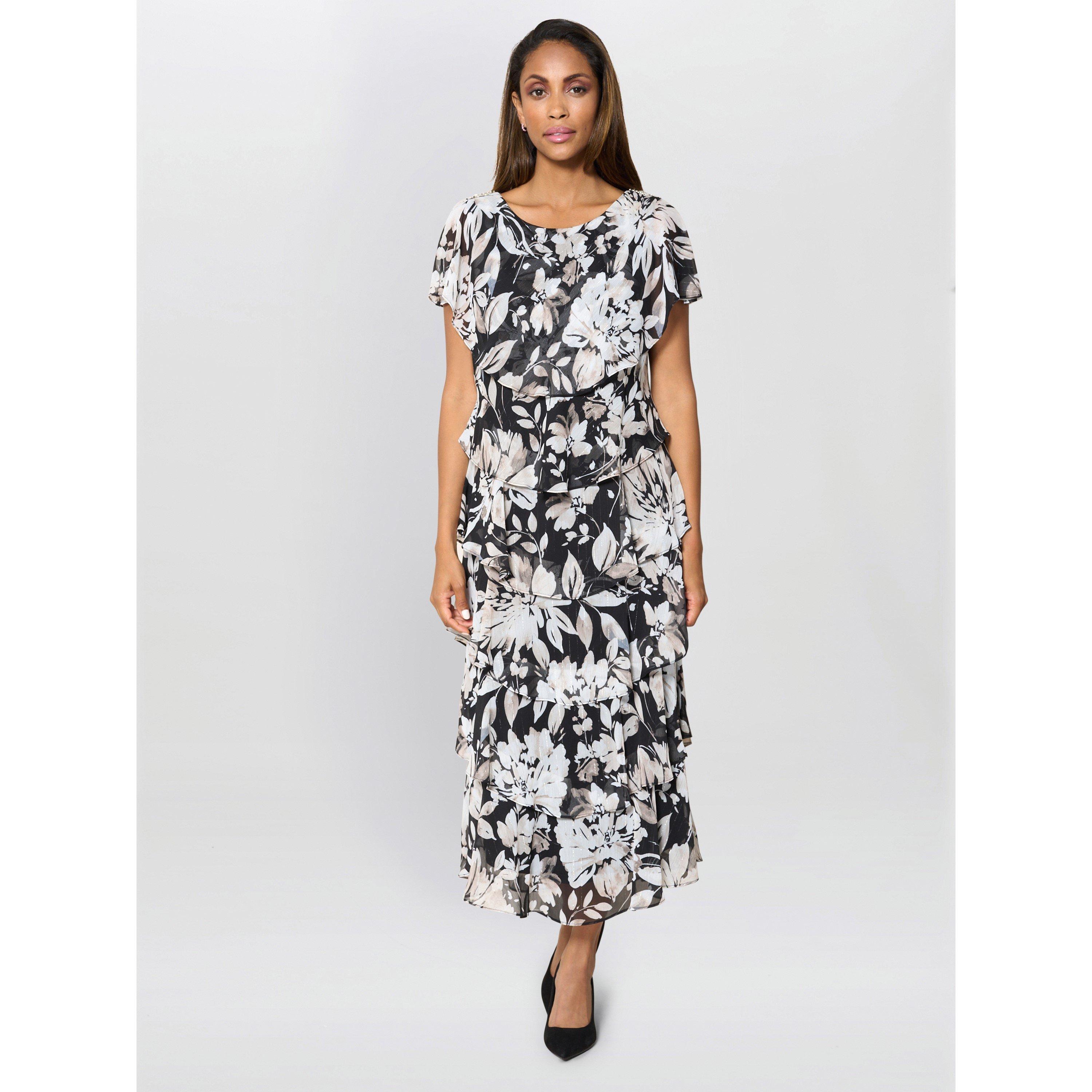 Black / Multi - Gina Bacconi - Blossom Printed Midi Dress - 2