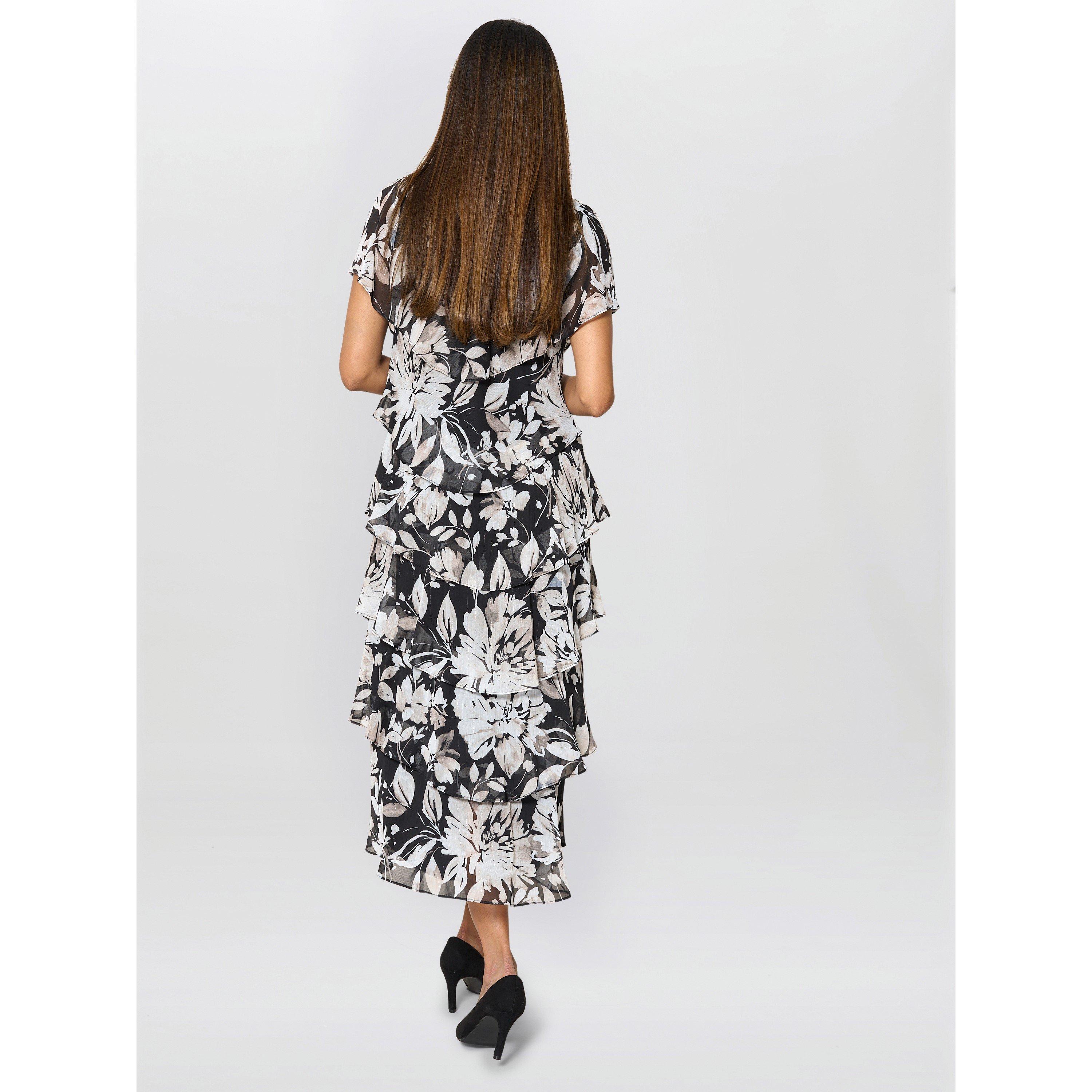 Black / Multi - Gina Bacconi - Blossom Printed Midi Dress - 3