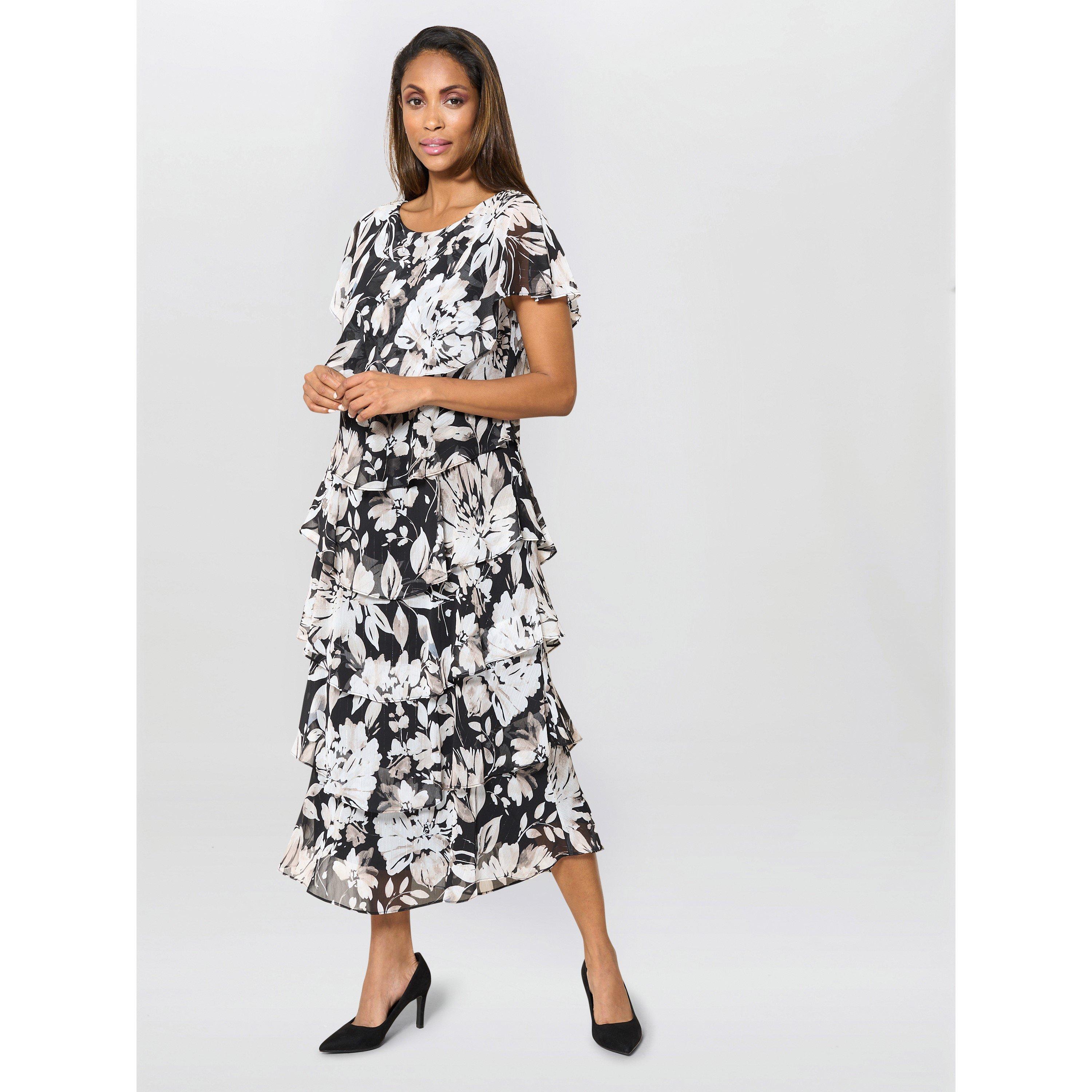 Black / Multi - Gina Bacconi - Blossom Printed Midi Dress - 4