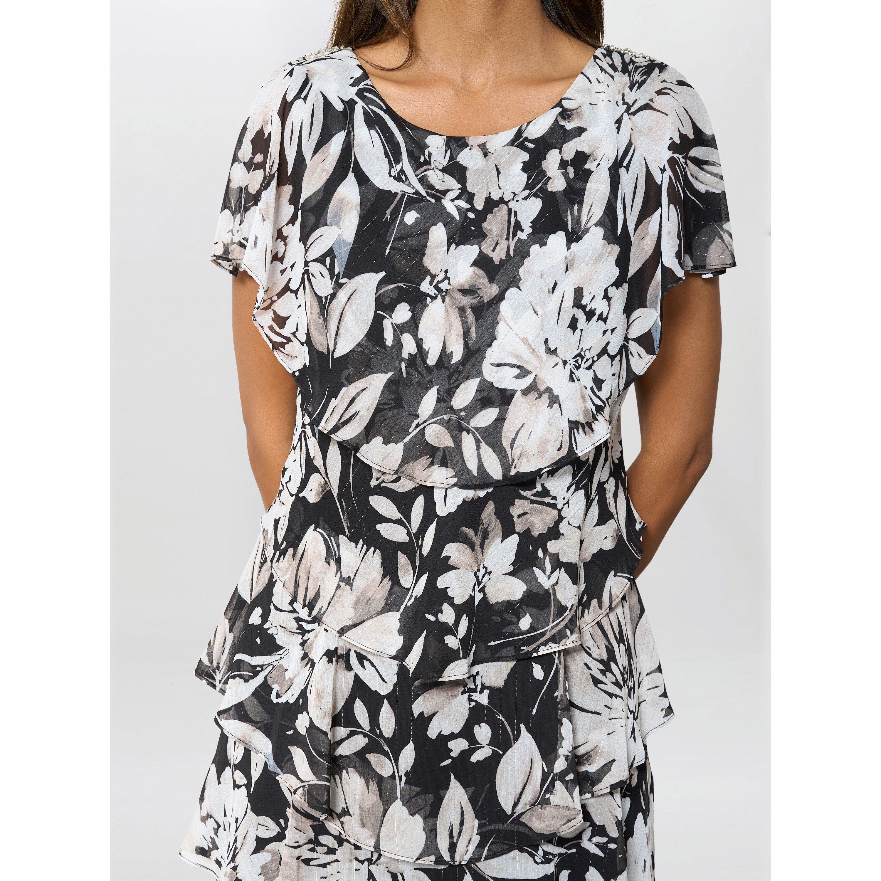 Black / Multi - Gina Bacconi - Blossom Printed Midi Dress - 5
