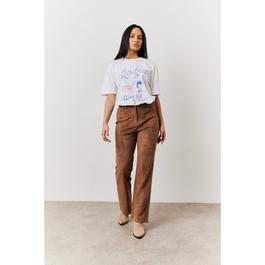 In The Style Faux Suede Straight Leg Trouser
