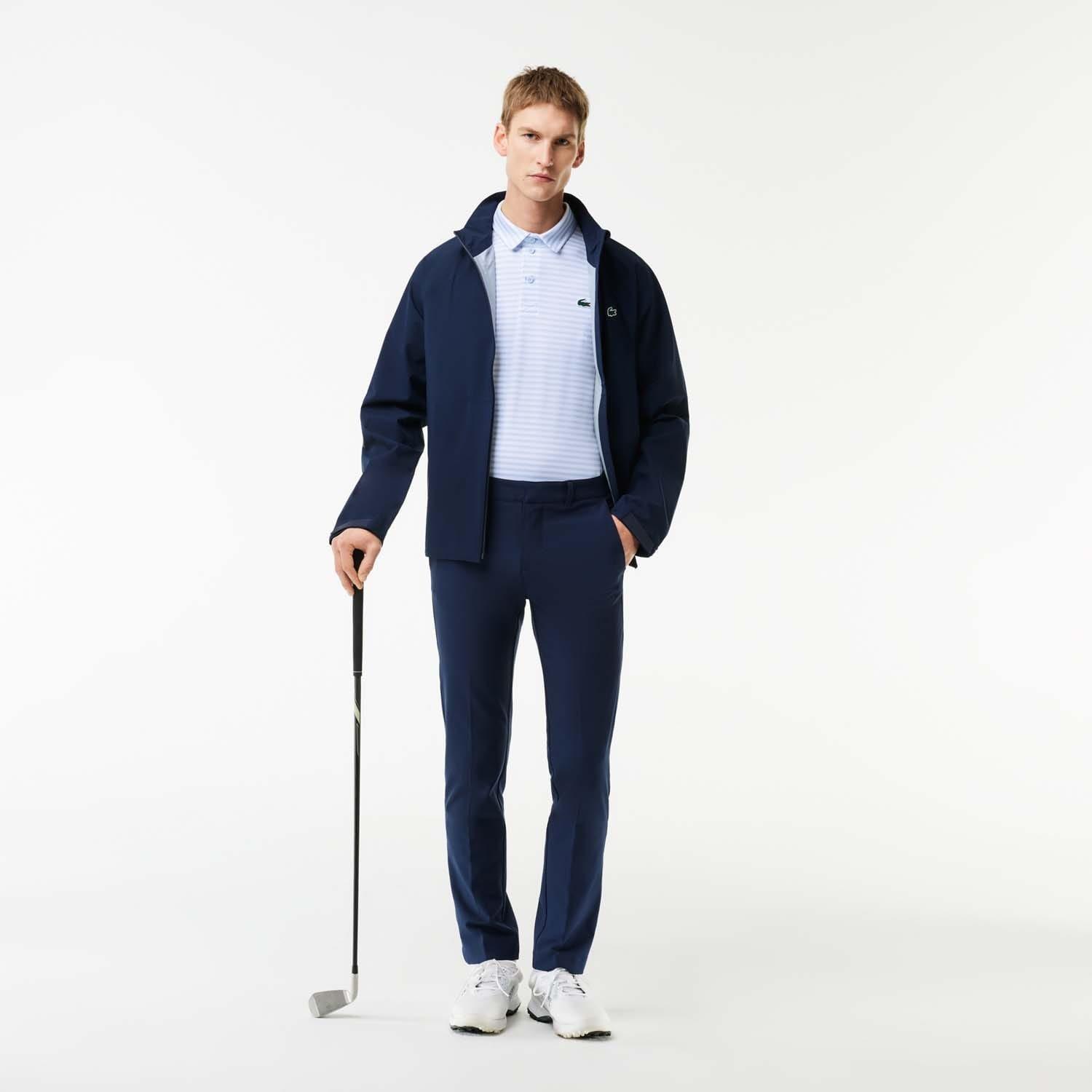 Blue-White - Lacoste - Ultra Dry Anti-UV Striped Golf Polo Shirt - 3