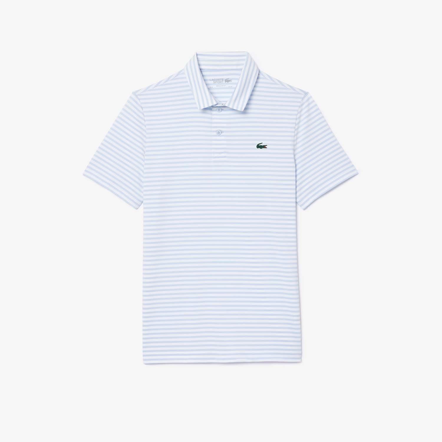 Blue-White - Lacoste - Ultra Dry Anti-UV Striped Golf Polo Shirt - 5