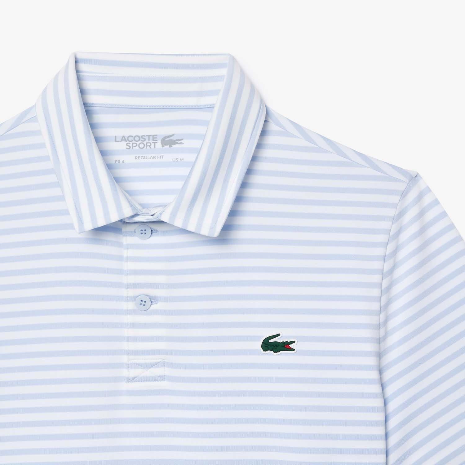 Blue-White - Lacoste - Ultra Dry Anti-UV Striped Golf Polo Shirt - 6