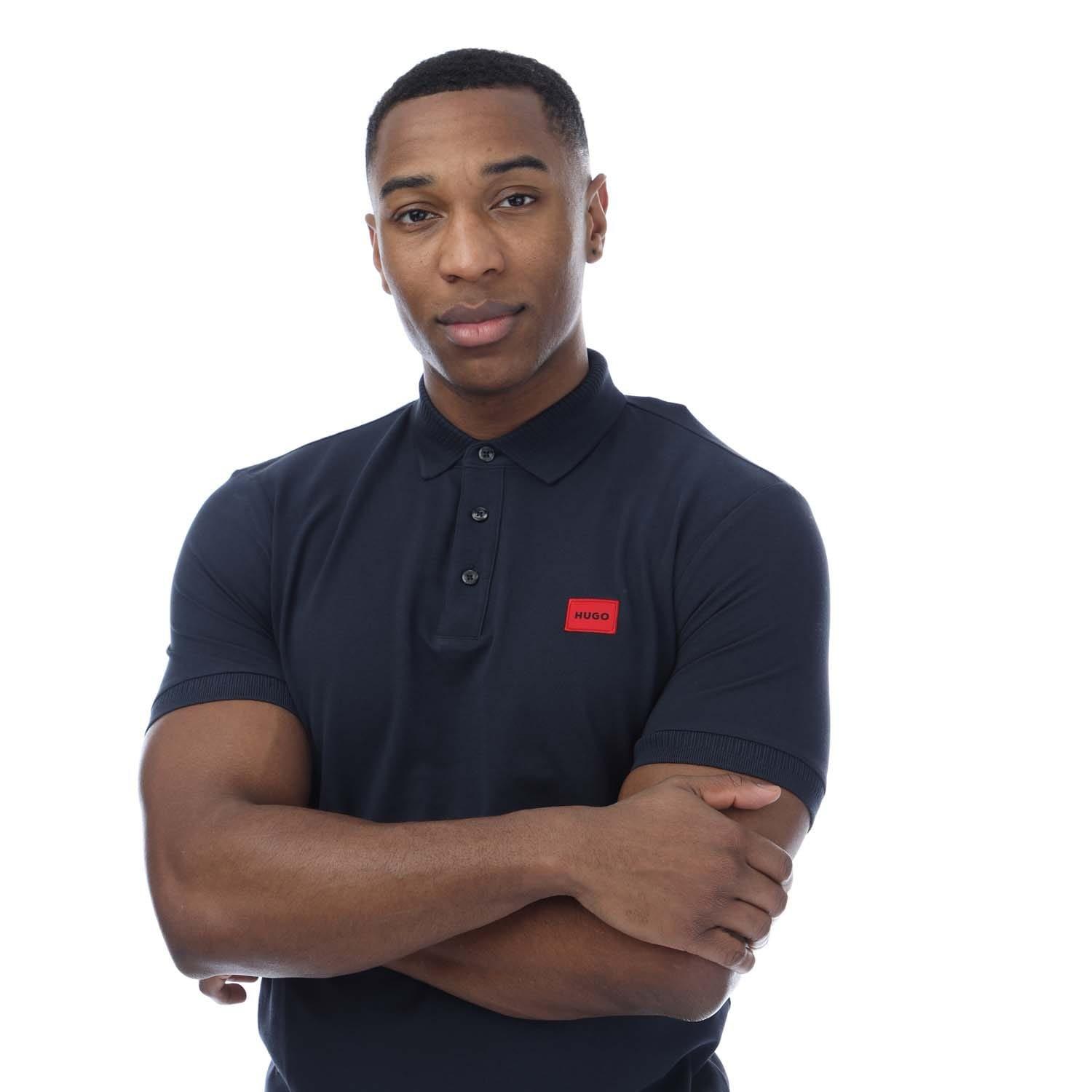 Dark Blue - Hugo - Dereso Logo Label Polo Shirt - 3