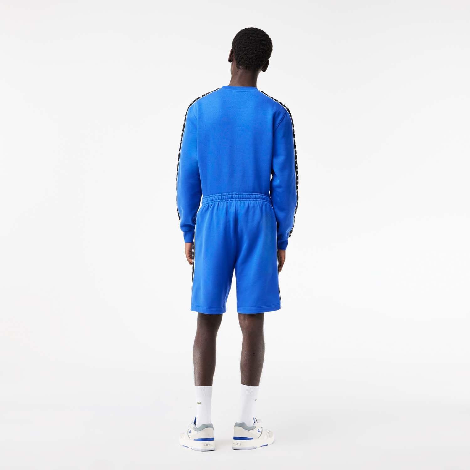 Blue - Lacoste - Logo Stripe Fleece Jogger Shorts - 2