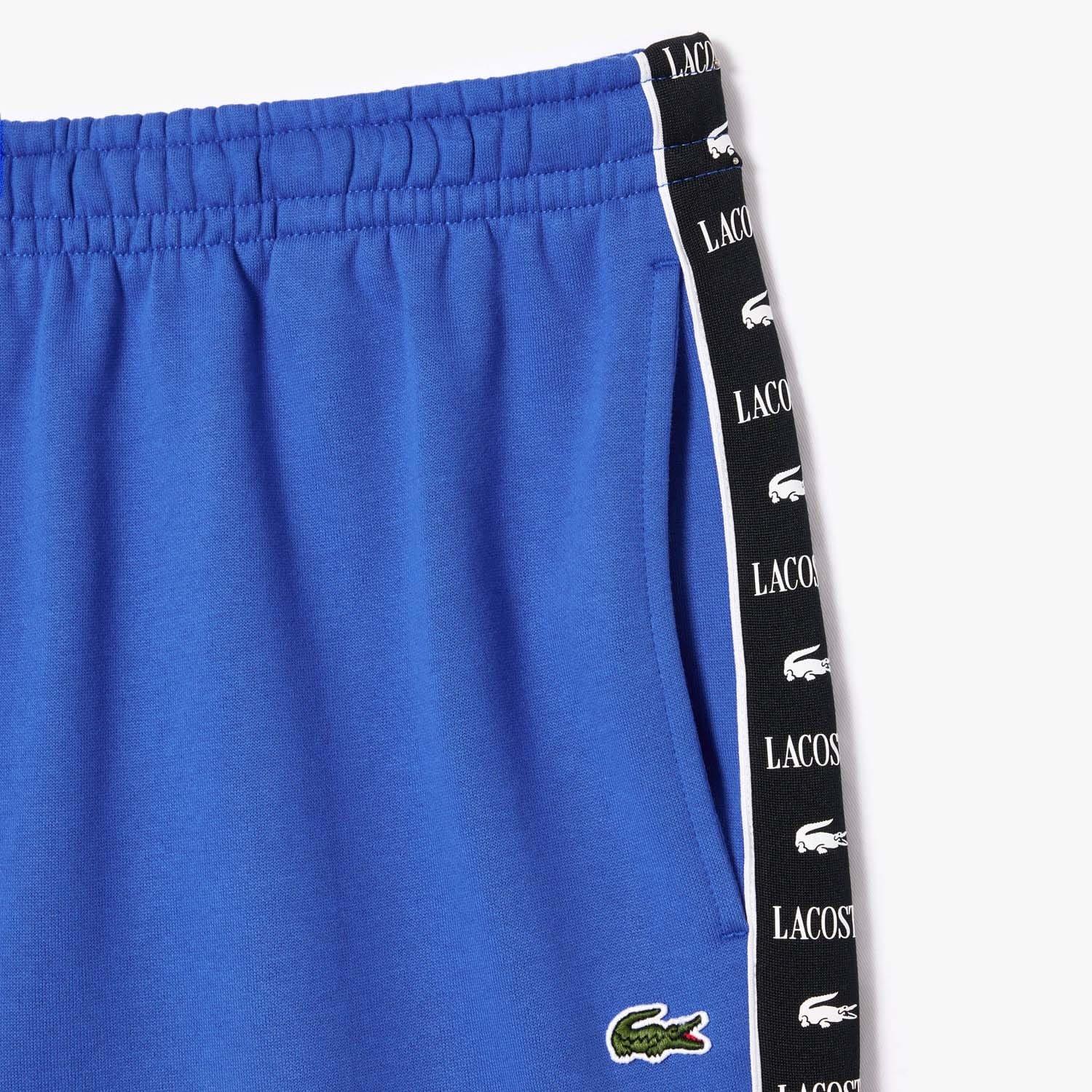 Blue - Lacoste - Logo Stripe Fleece Jogger Shorts - 5