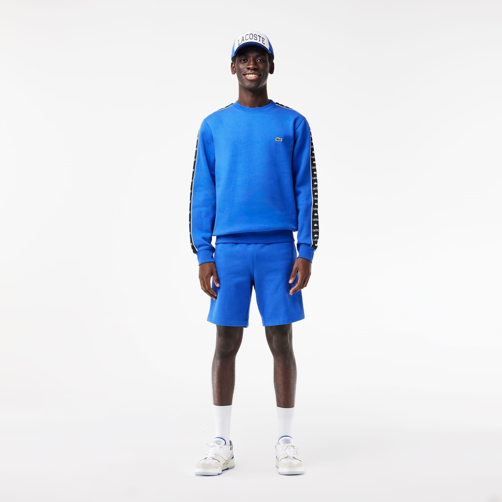 Blue - Lacoste - Logo Stripe Fleece Jogger Shorts - 7