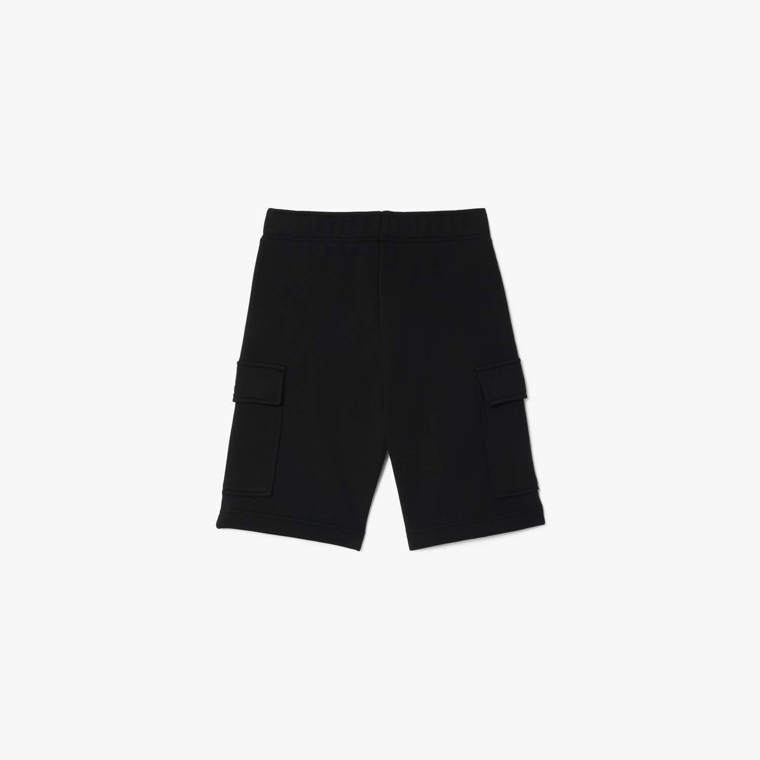 Black - Lacoste - Brushed Cotton Fleece Cargo Shorts - 2