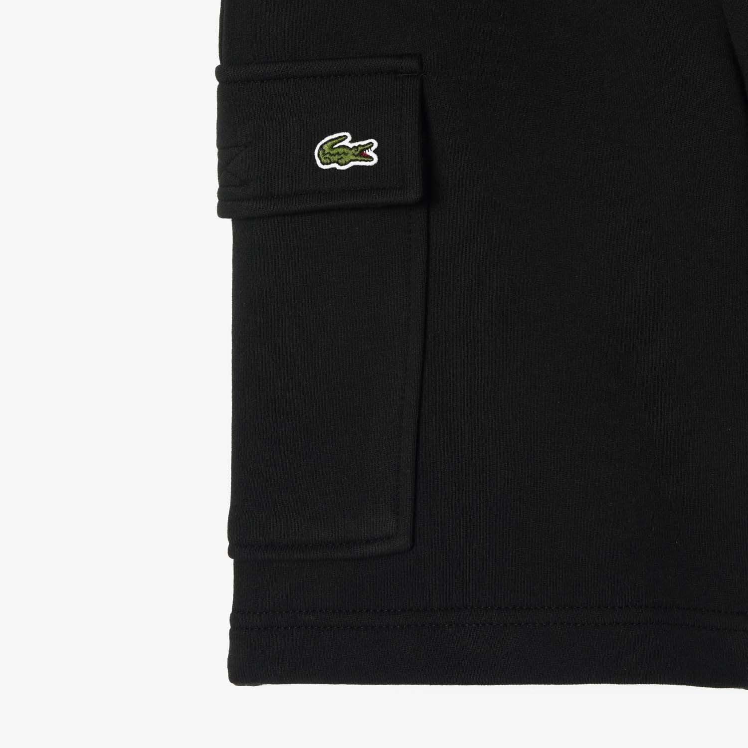 Black - Lacoste - Brushed Cotton Fleece Cargo Shorts - 3