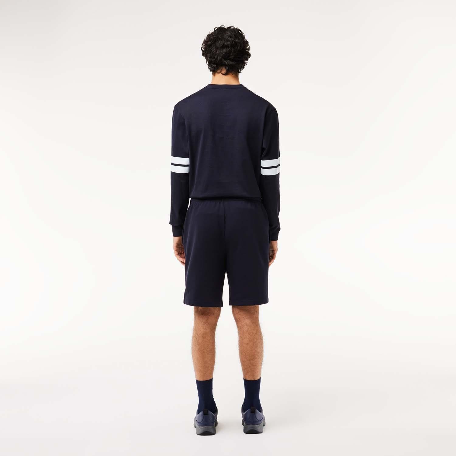 Navy - Lacoste - Regular Fit Lacoste Print Jogger Shorts - 2