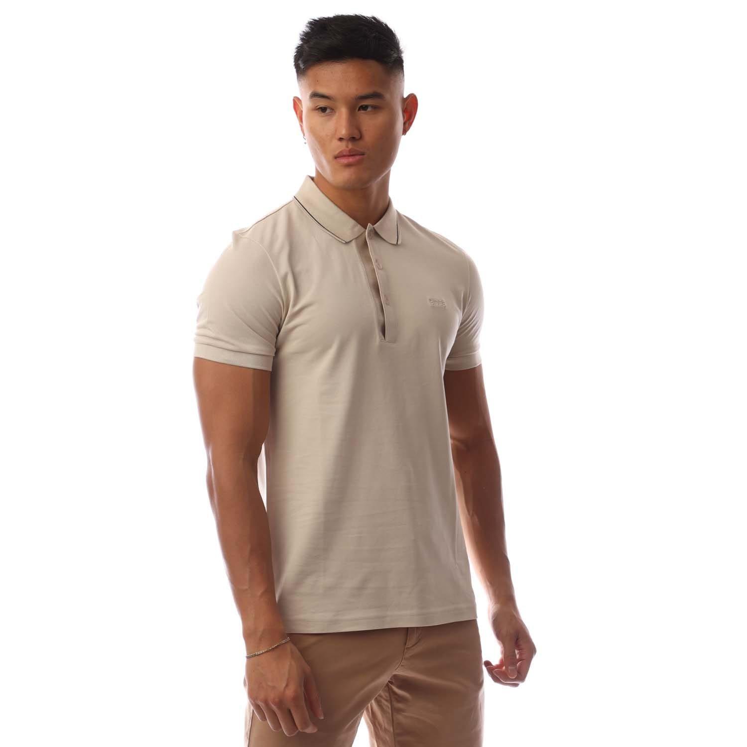 Beige - Boss - Paule 4 Slim-Fit Tonal Logo Polo Shirt - 1