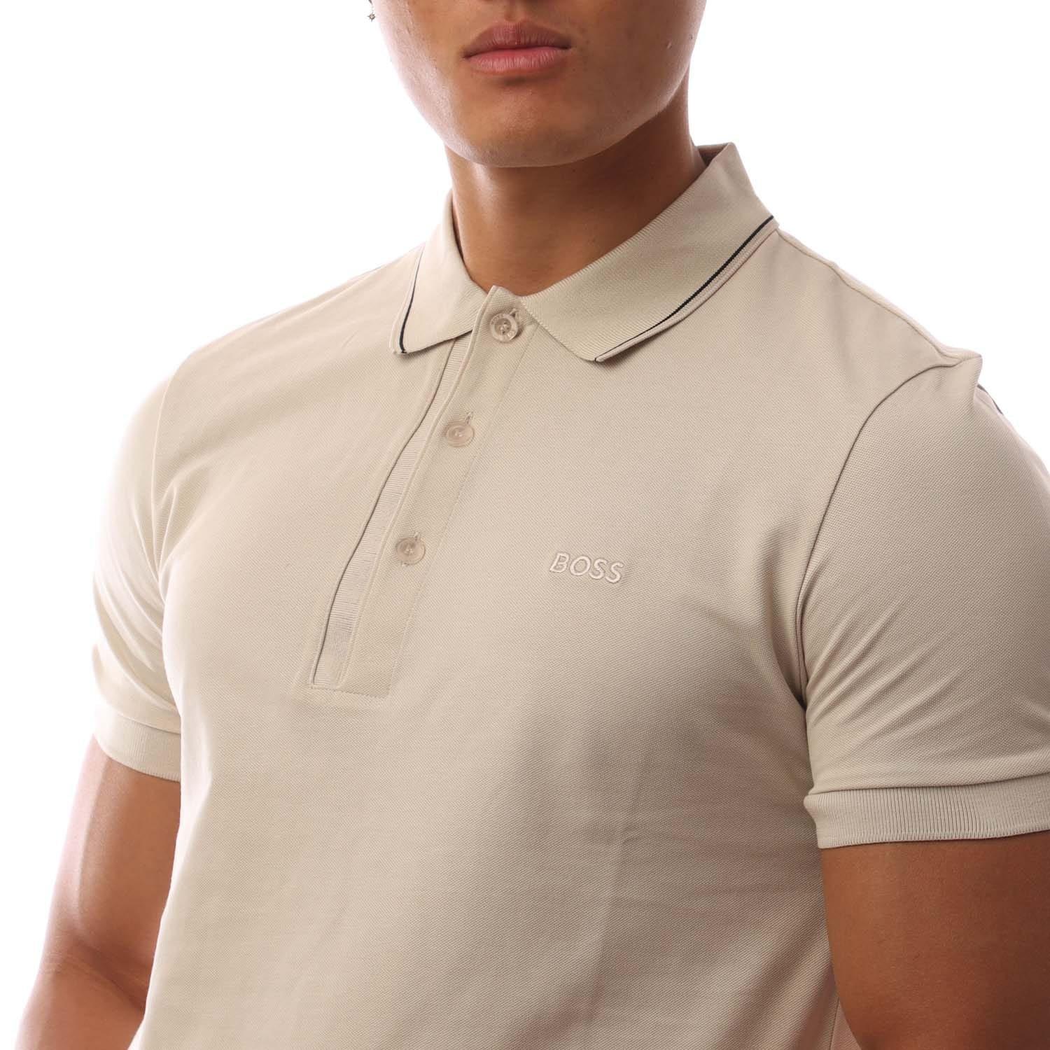 Beige - Boss - Paule 4 Slim-Fit Tonal Logo Polo Shirt - 2