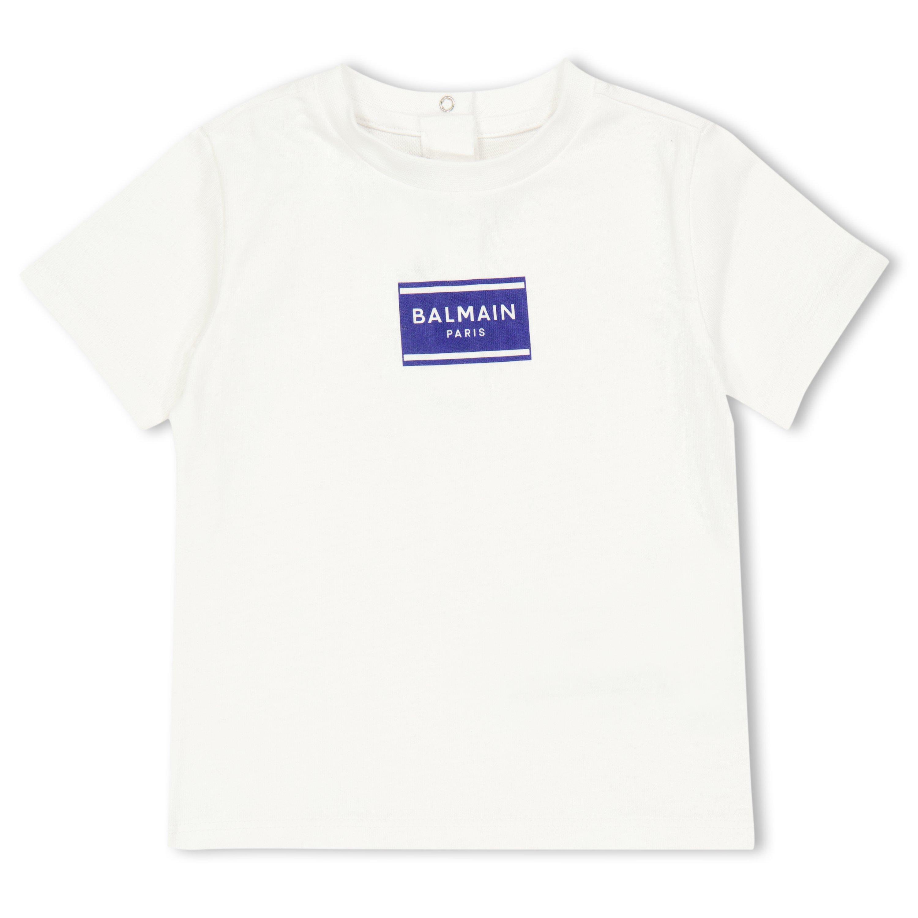 Balmain Kids' Logo T-Shirt - Wht Blu 100BL - Size 24M