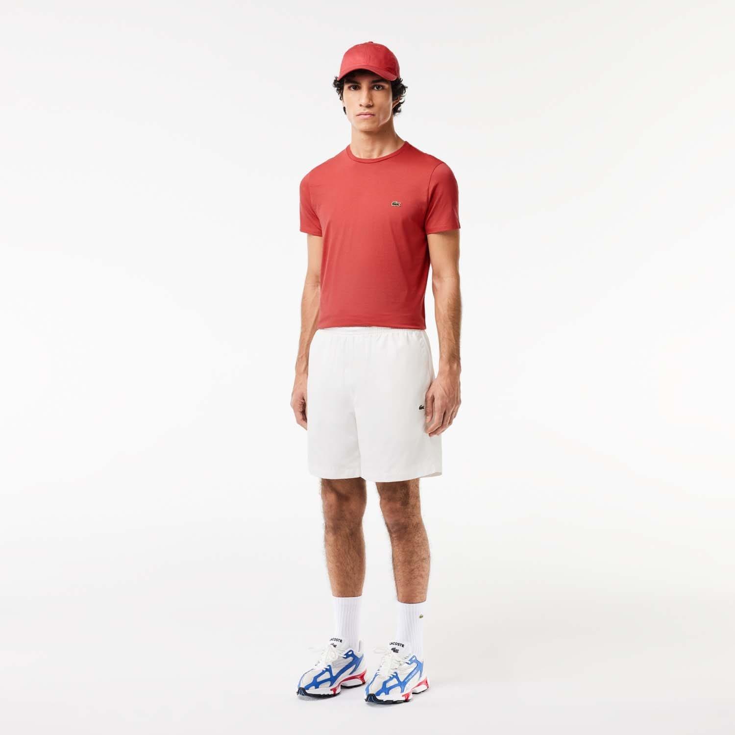 Red - Lacoste - Monochrome Cotton Pima Jersey Crewneck T-Shirt - 4