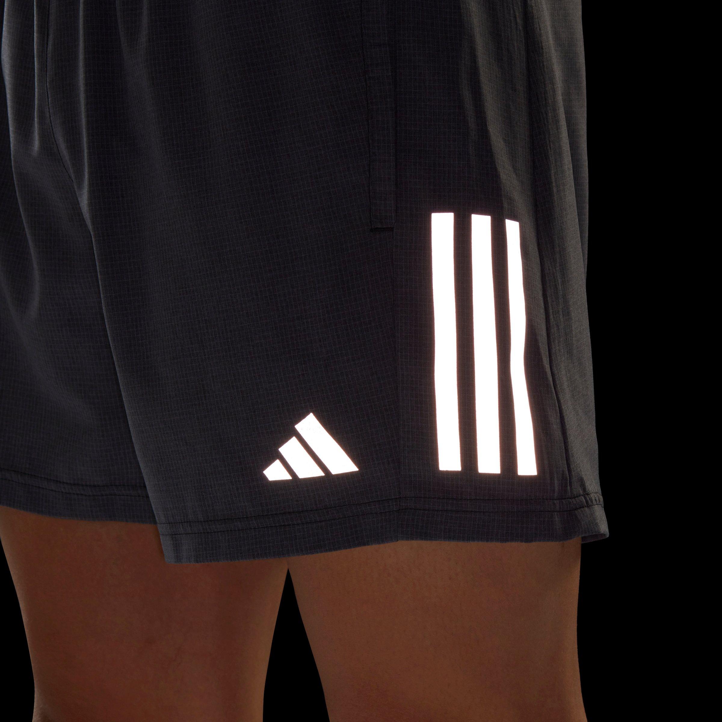 Black Melange - adidas - Own the Run Heather Shorts Mens - 5