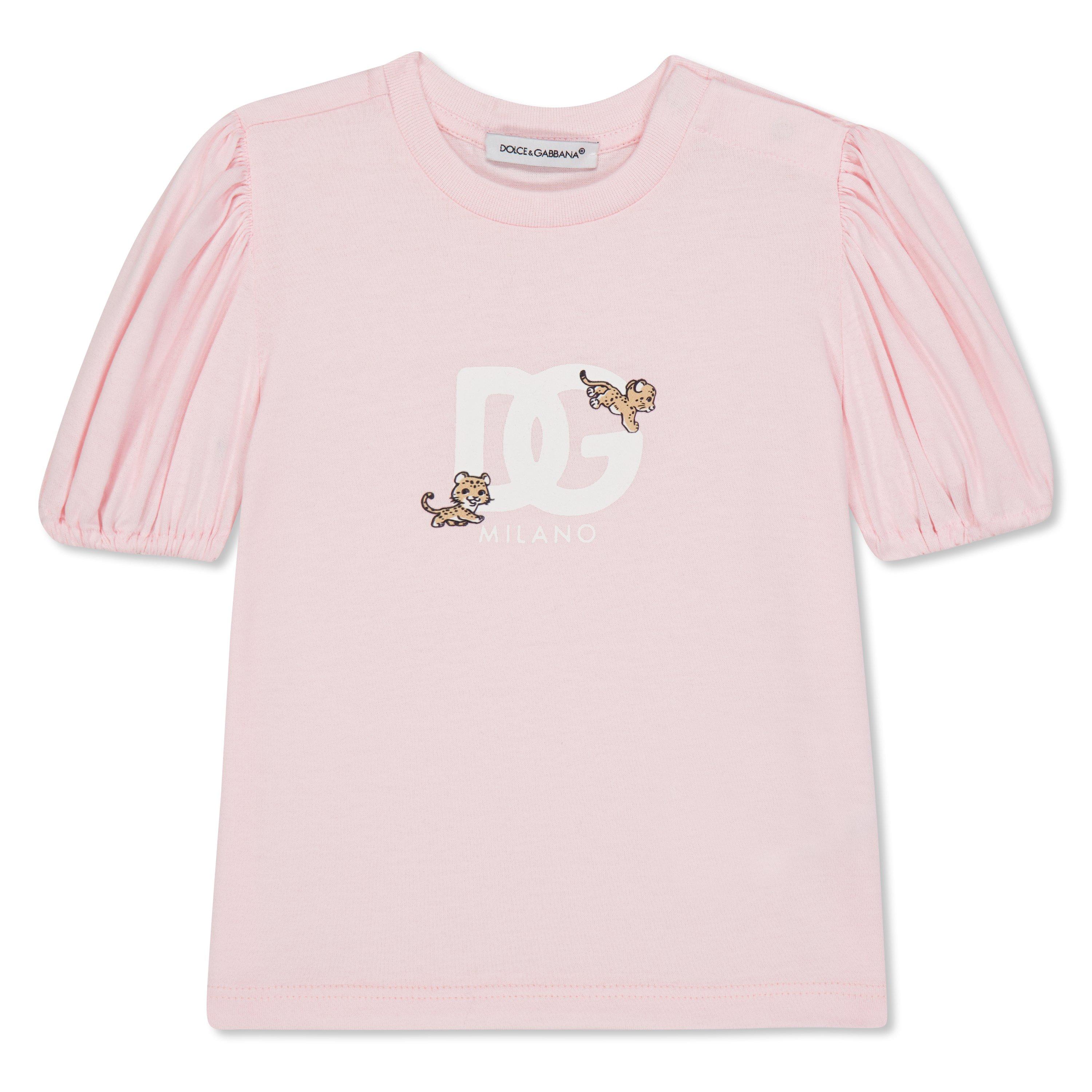 Pink F0662 - Dolce and Gabbana - Dg Logo And Leopard T-Shirt Infants - 1