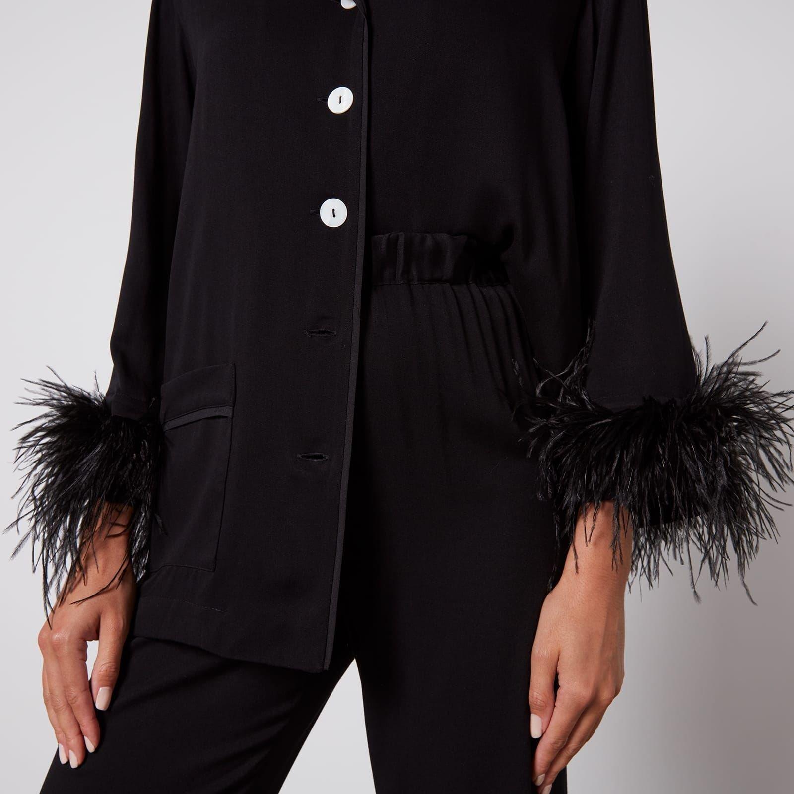 Schwarz - Sleeper - Party Pajama Set With Double Feathers - 3