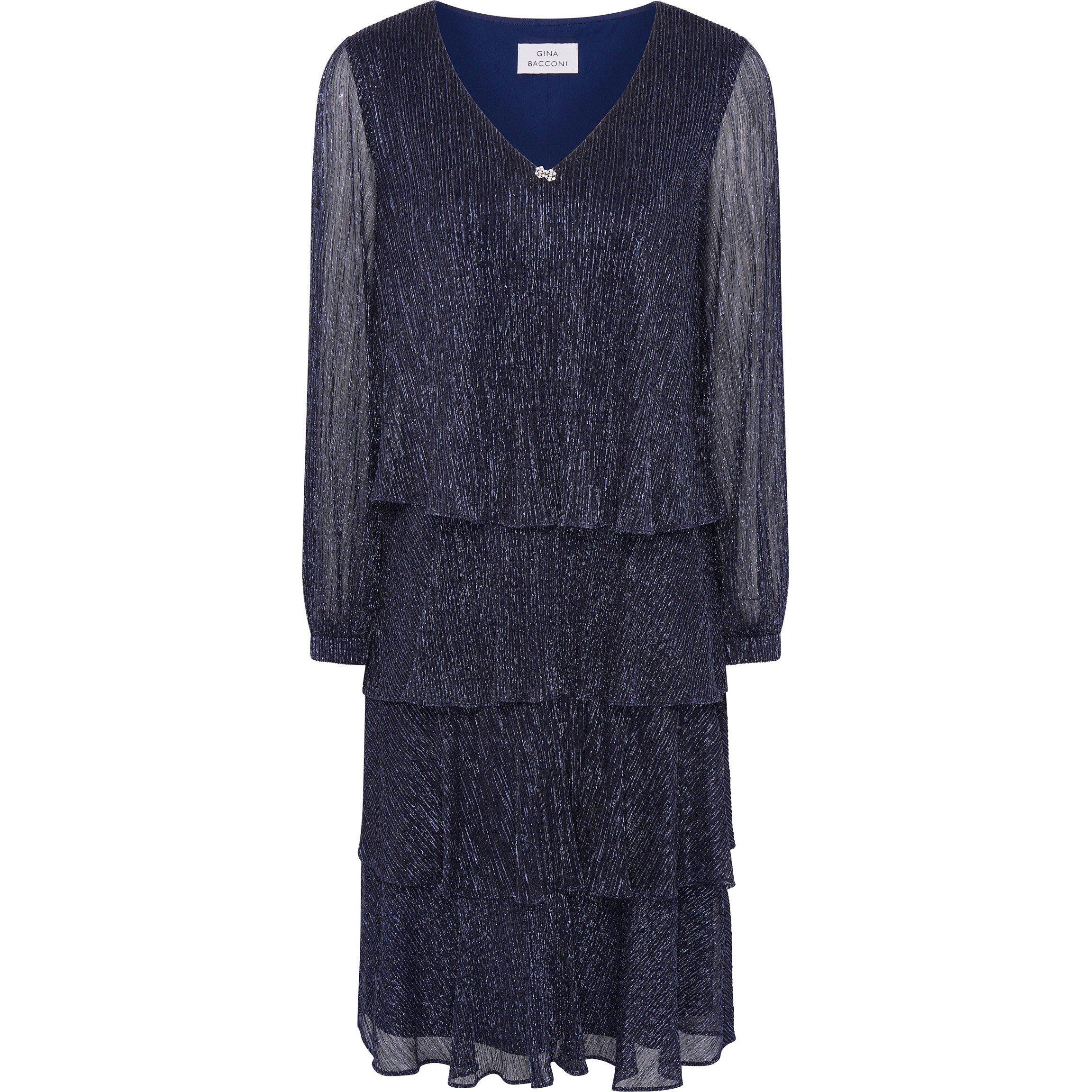 Gina Bacconi Women's Rosemary Tiered Midi Dress - Navy - 18