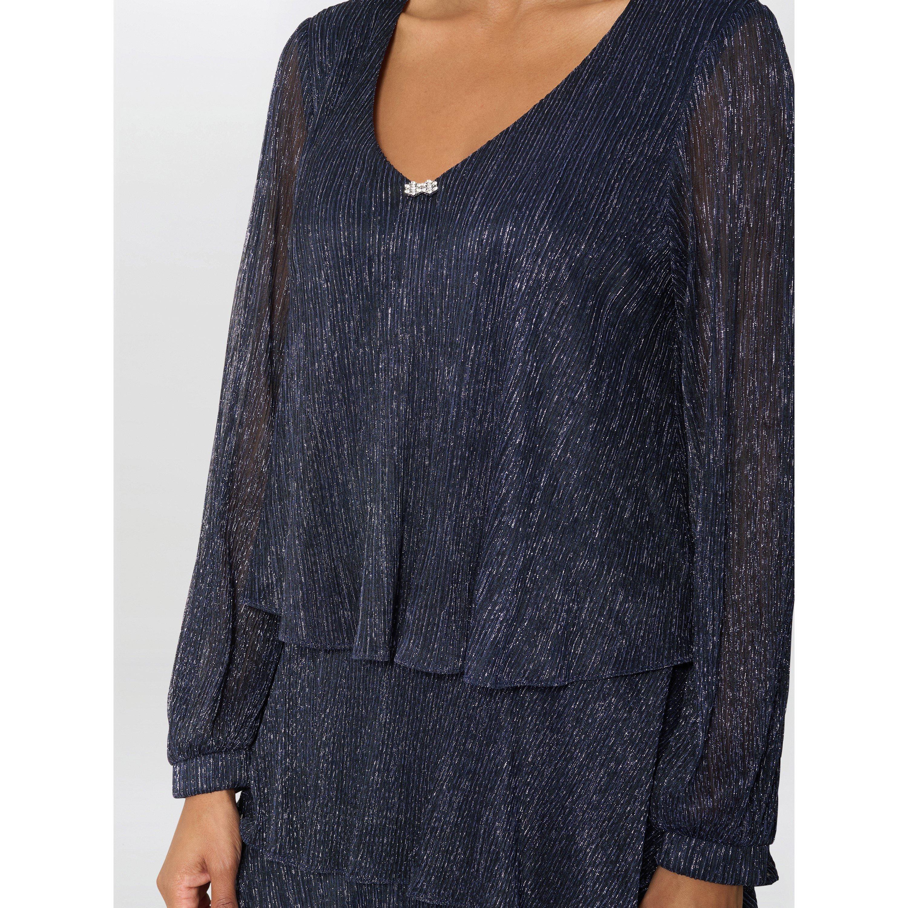 Navy - Gina Bacconi - Rosemary Tiered Midi Dress - 5