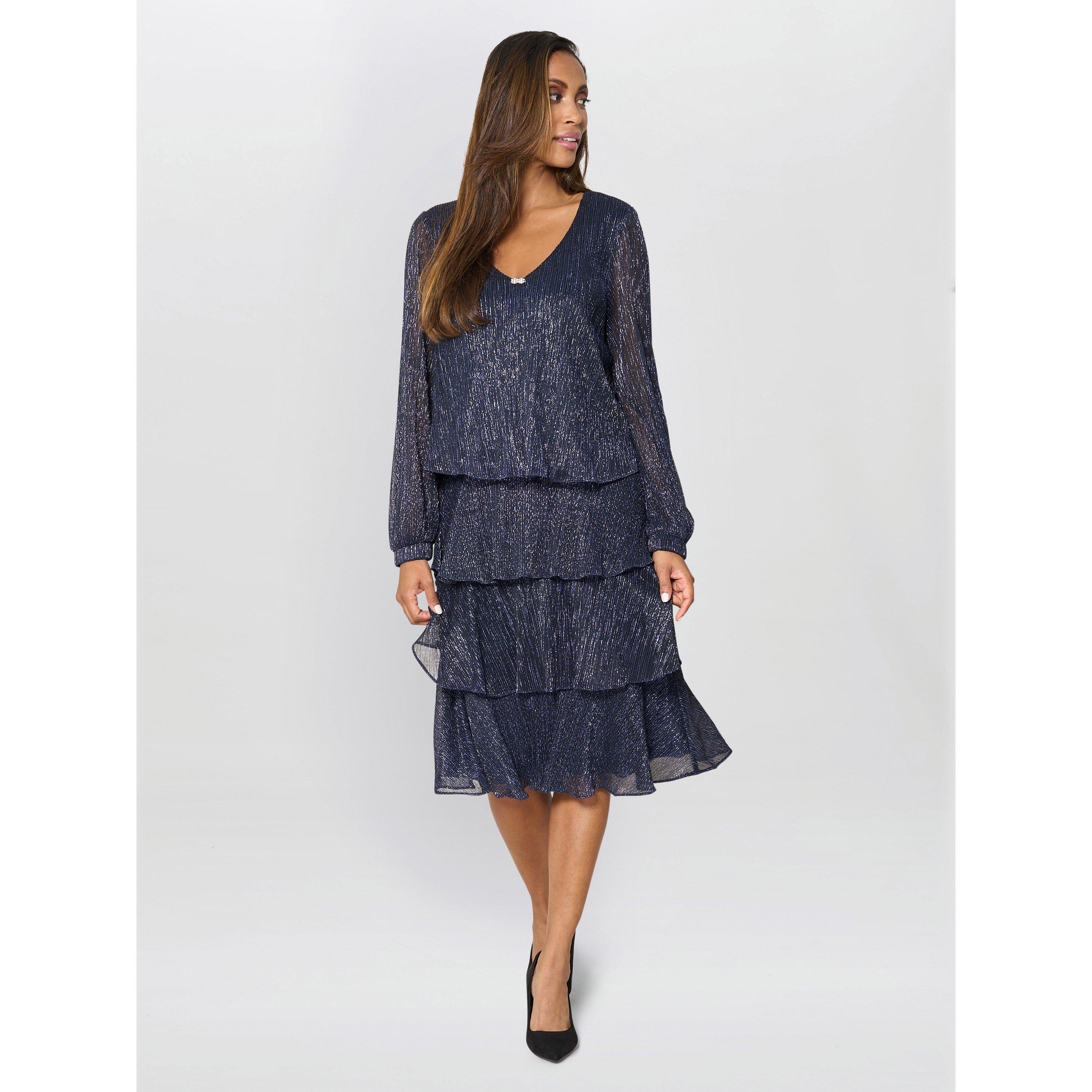 Navy - Gina Bacconi - Rosemary Tiered Midi Dress - 6