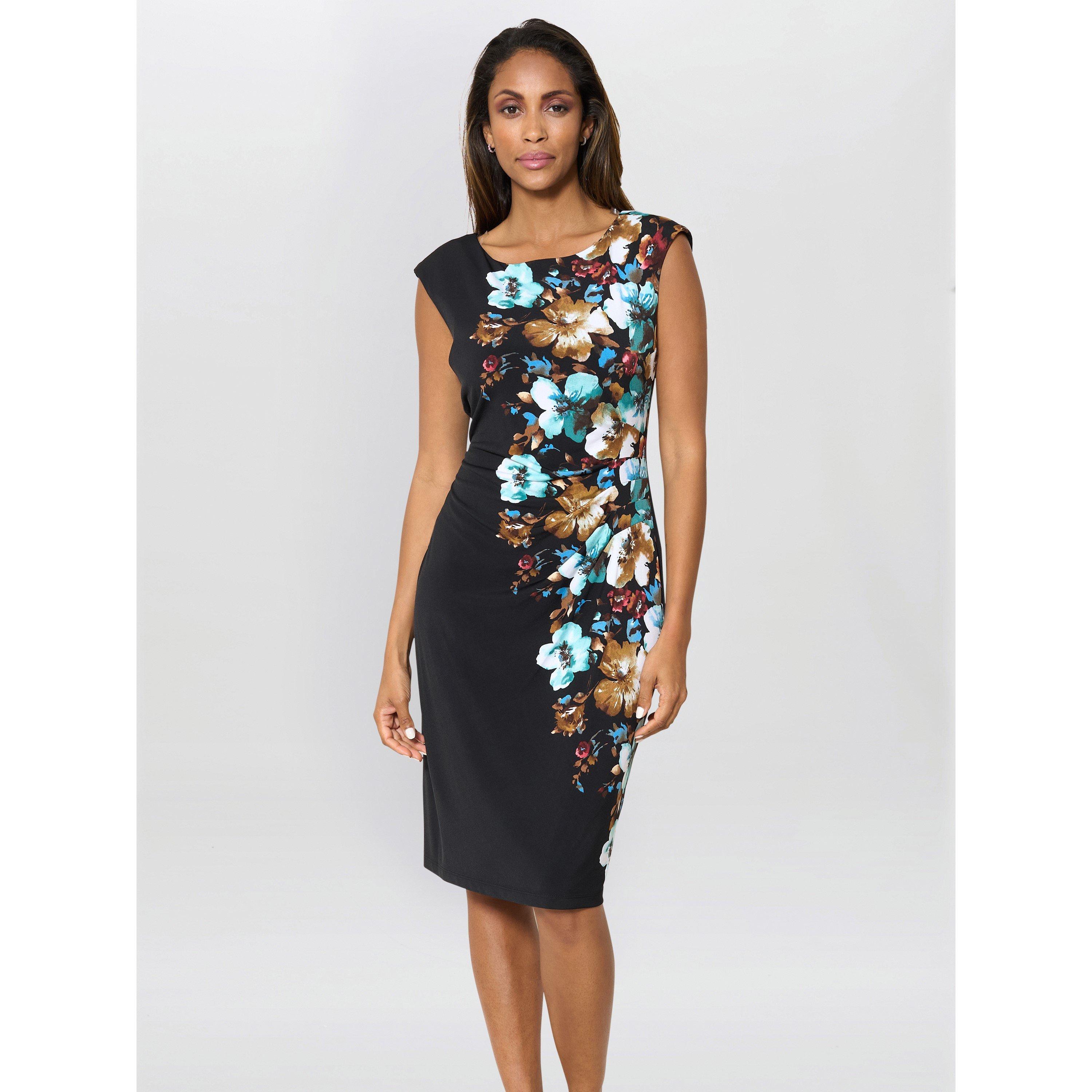 Black / Blue - Gina Bacconi - Wilhelmina Floral Print Dress - 2