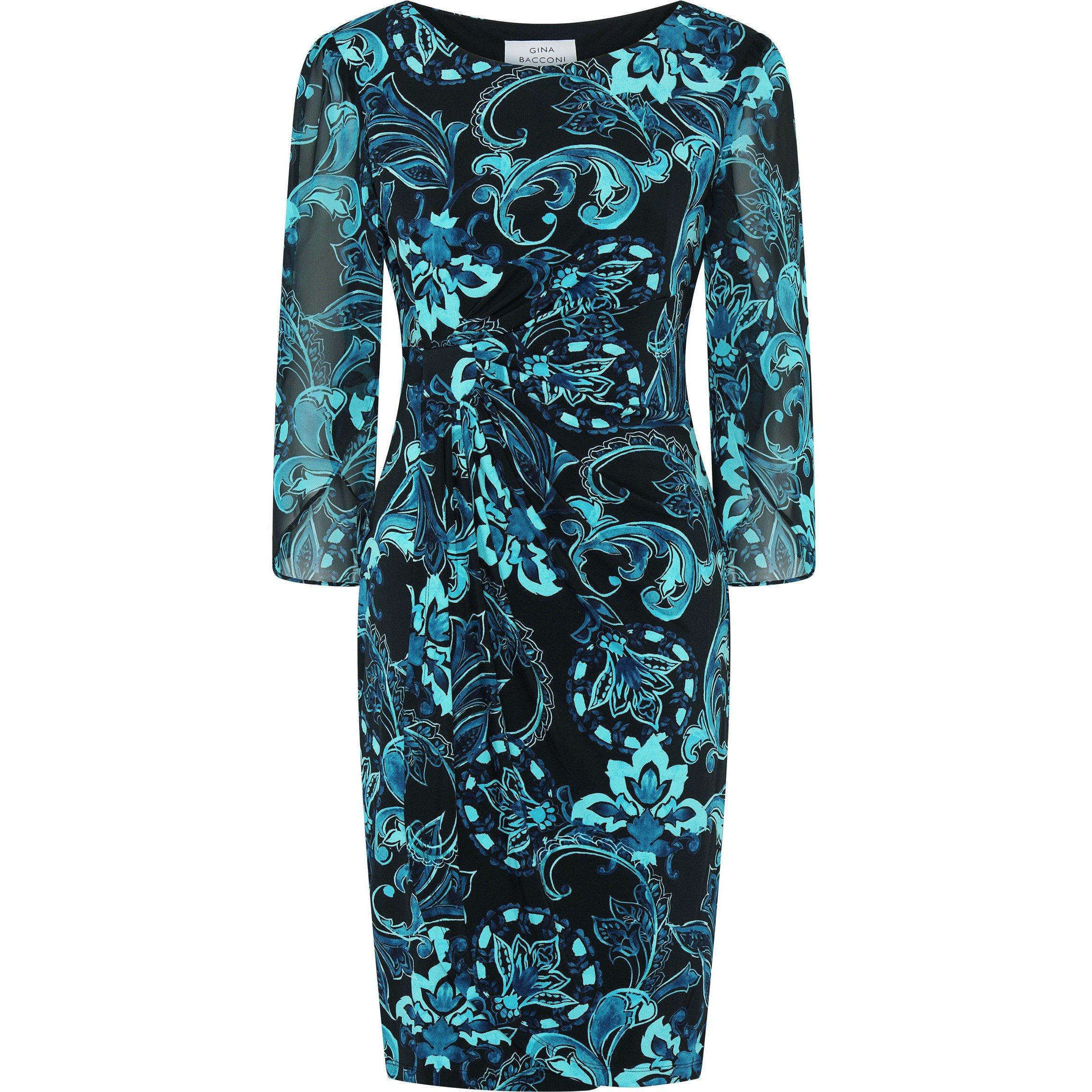 Gina Bacconi Women's Zelda Draped Jersey Cocktail Dress - Black / Blue - 18
