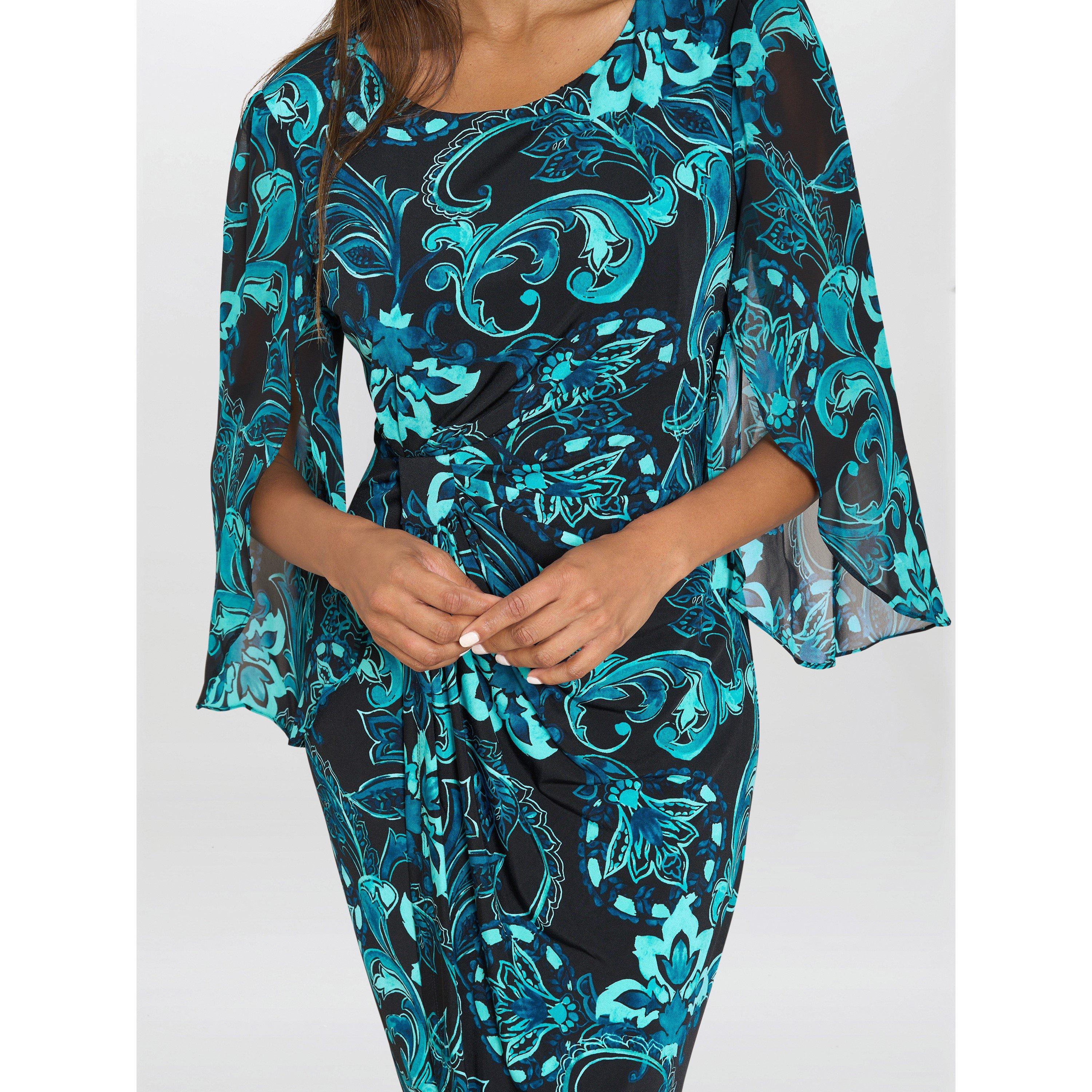 Black / Blue - Gina Bacconi - Women's Zelda Draped Jersey Cocktail Dress - 5