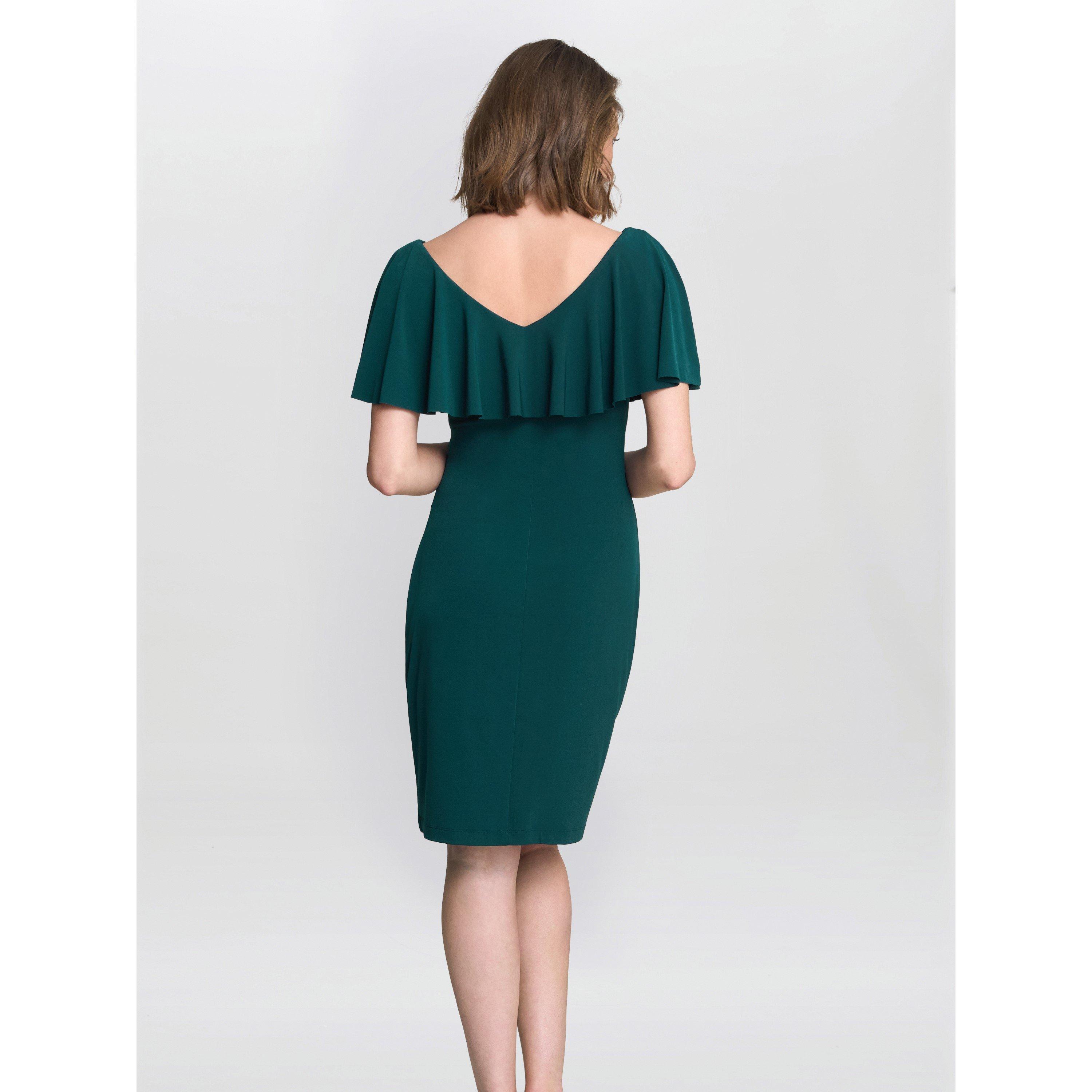 Bottle Green - Gina Bacconi - Allie Flutter Sleeve Cocktail Dress - 2