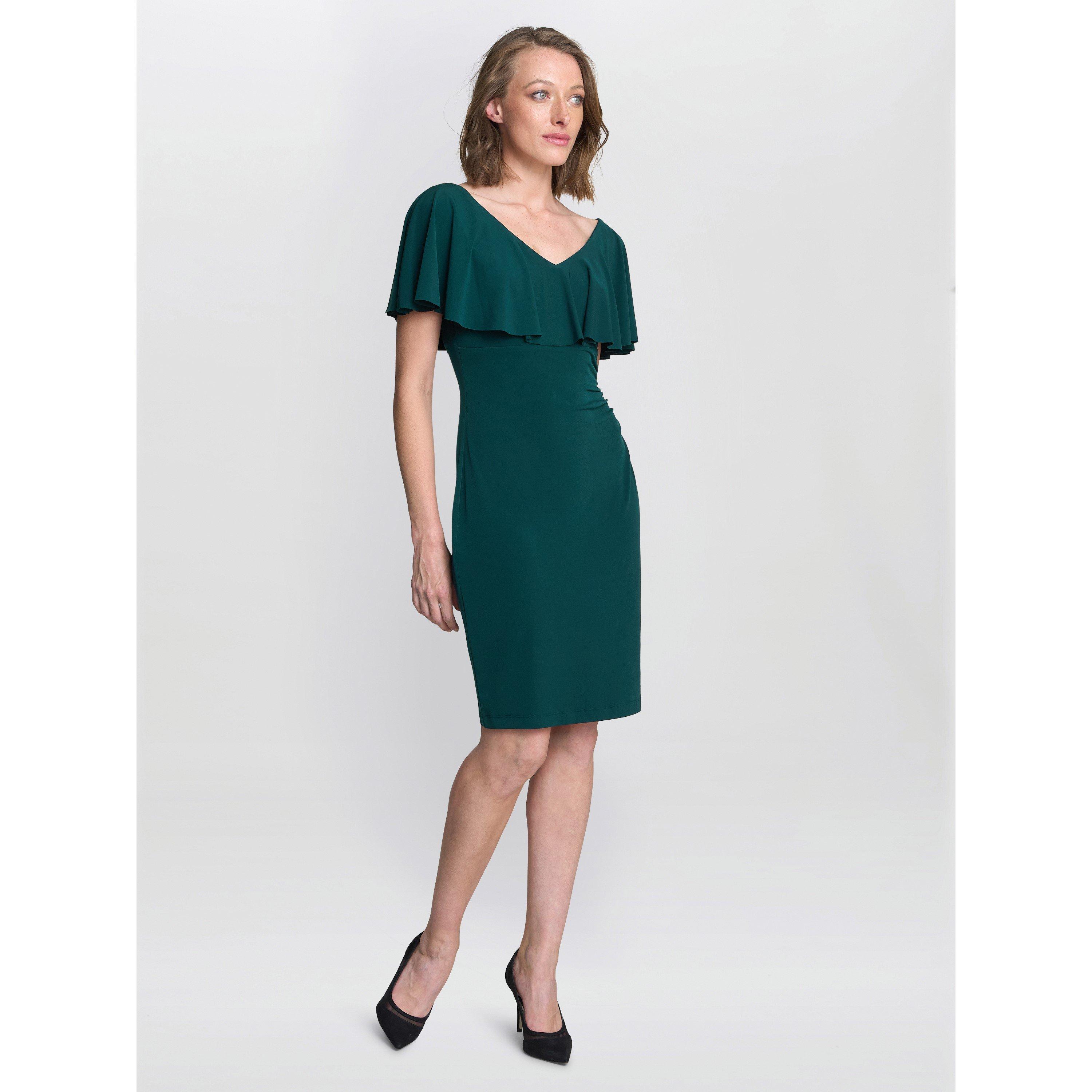 Bottle Green - Gina Bacconi - Allie Flutter Sleeve Cocktail Dress - 3