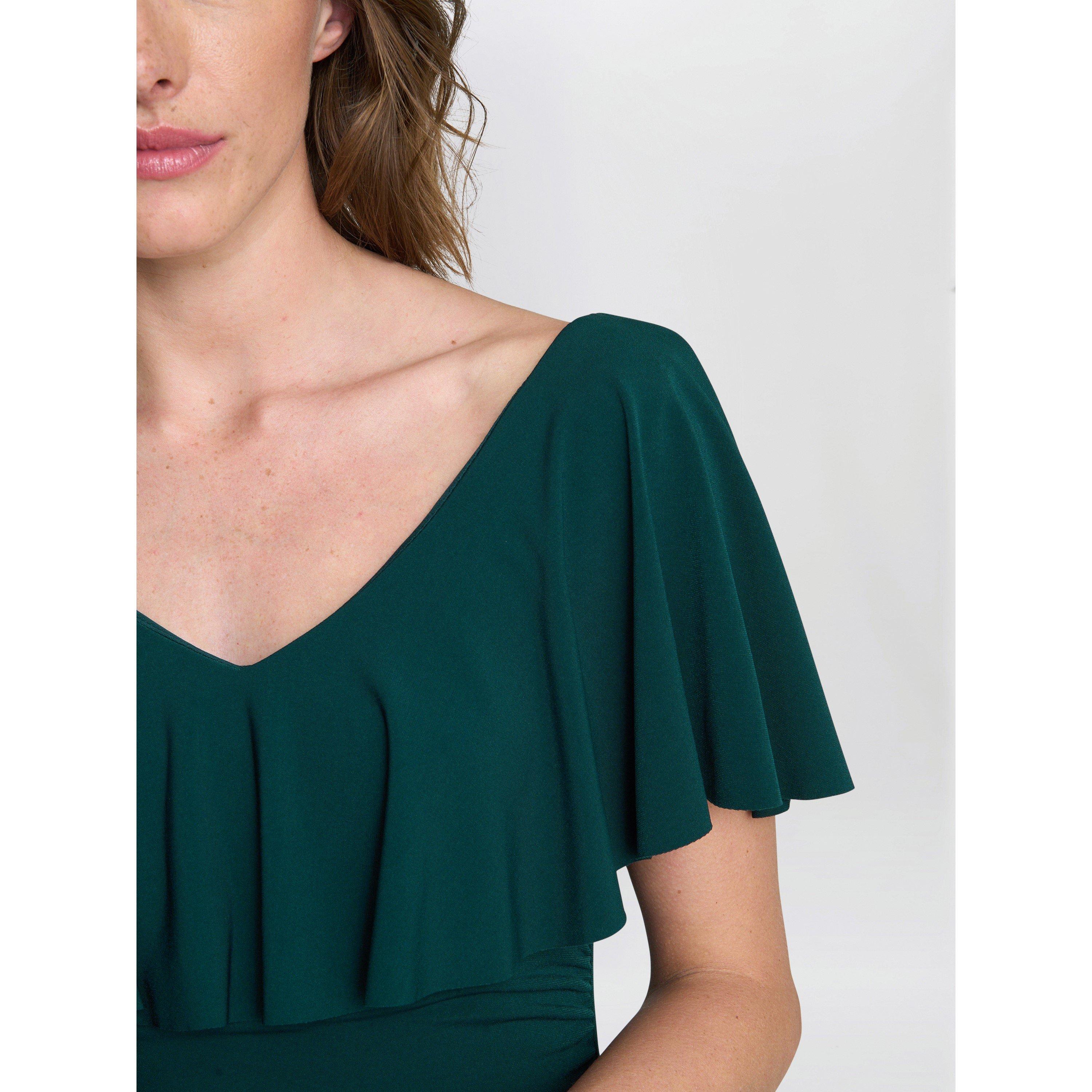 Bottle Green - Gina Bacconi - Allie Flutter Sleeve Cocktail Dress - 4