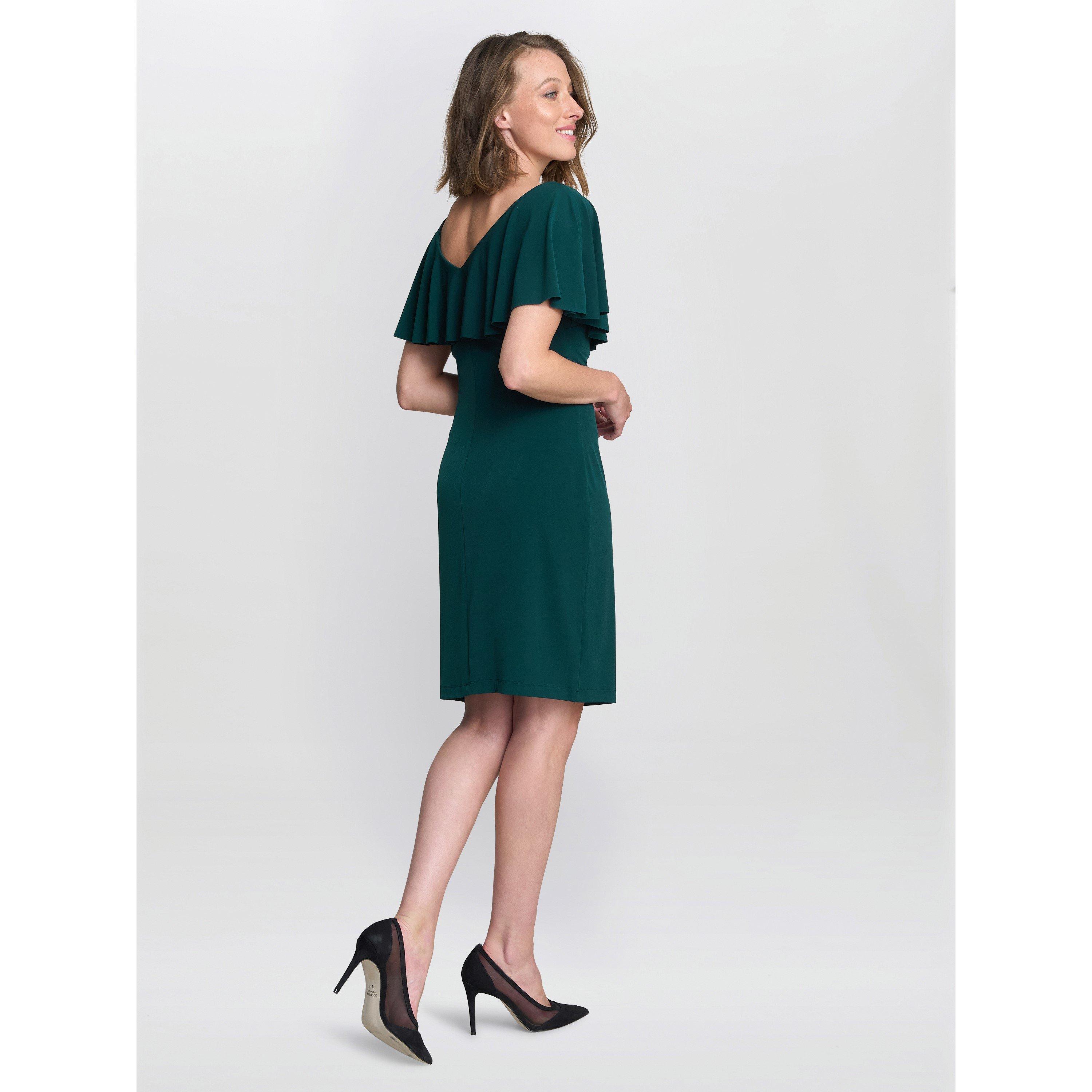 Bottle Green - Gina Bacconi - Allie Flutter Sleeve Cocktail Dress - 5