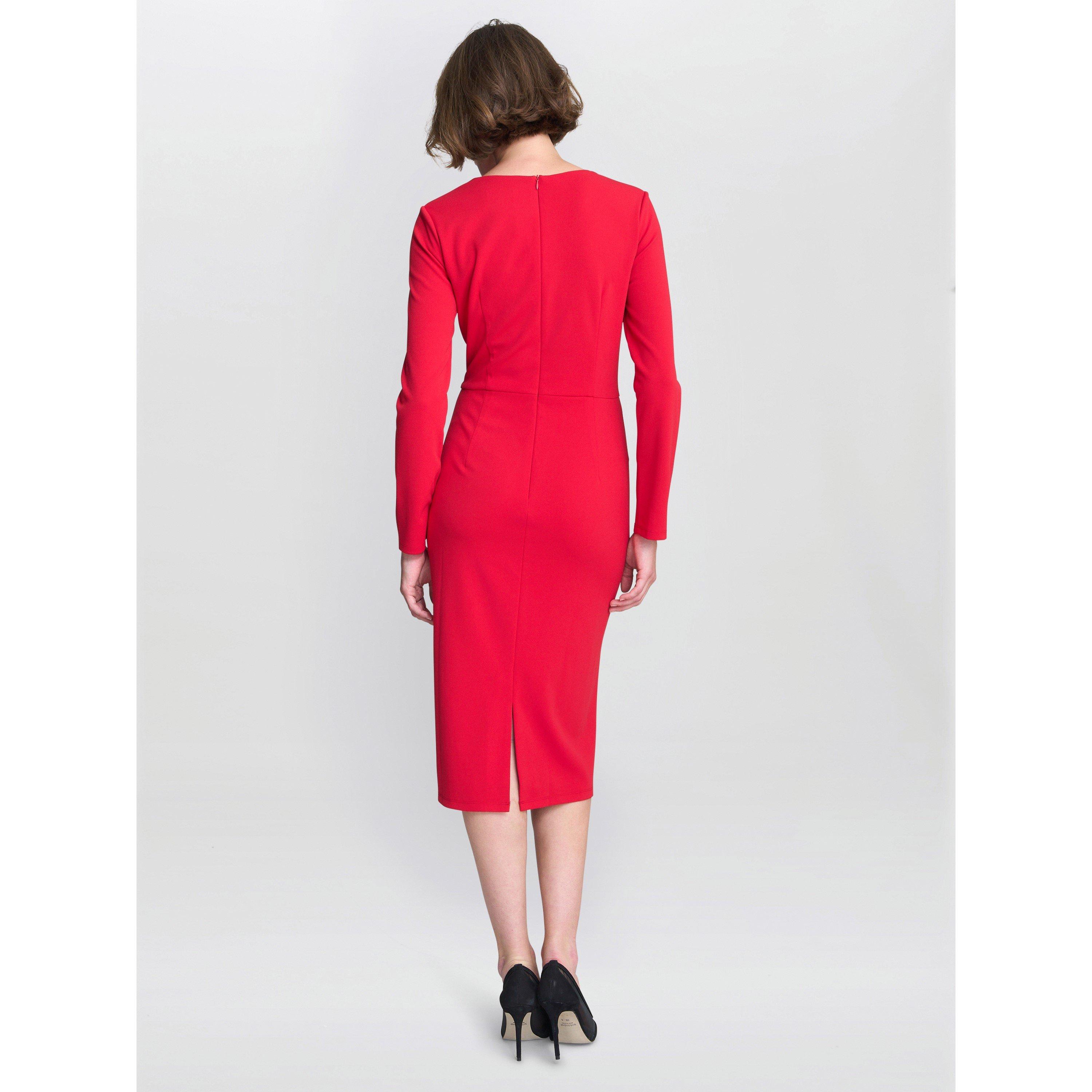 Red - Gina Bacconi - Belle Long Sleeve Midi Dress - 3