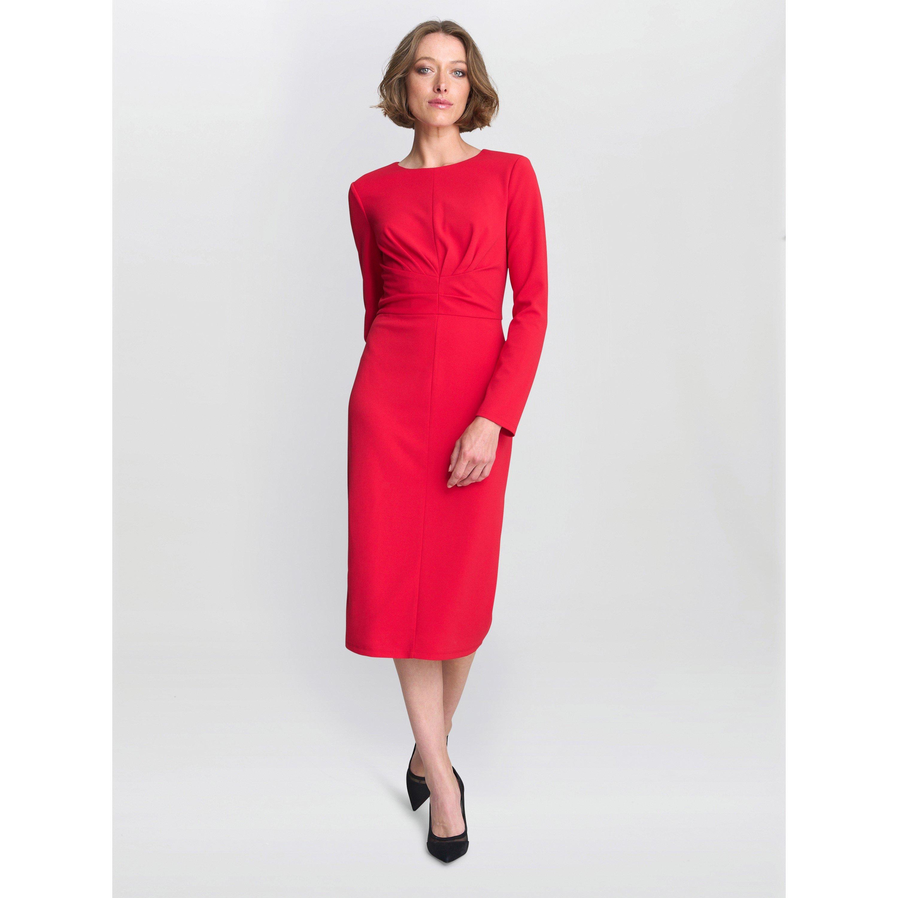 Red - Gina Bacconi - Belle Long Sleeve Midi Dress - 4