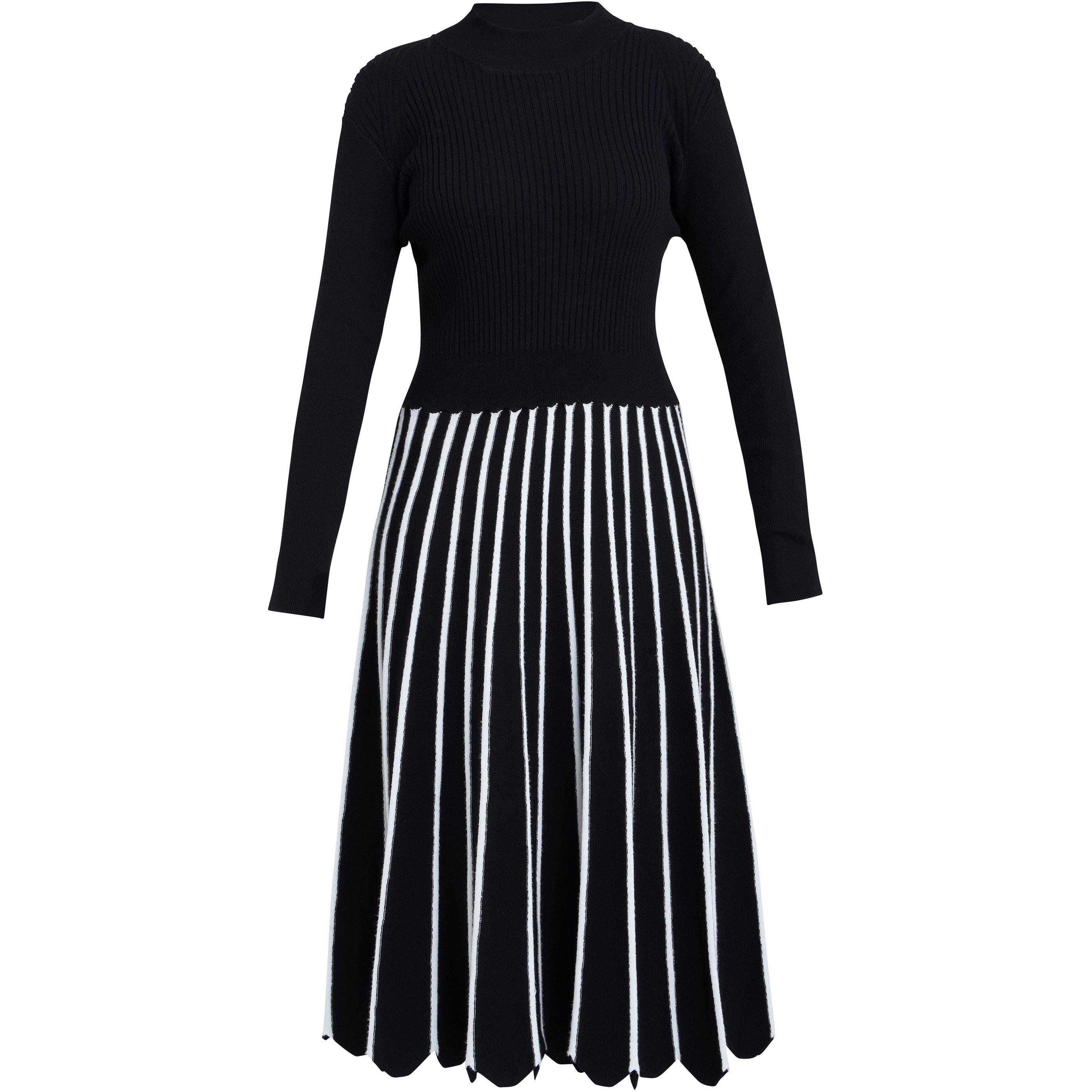 Gina Bacconi Women's Knitted Fit And Flare Dress - Black / White - L