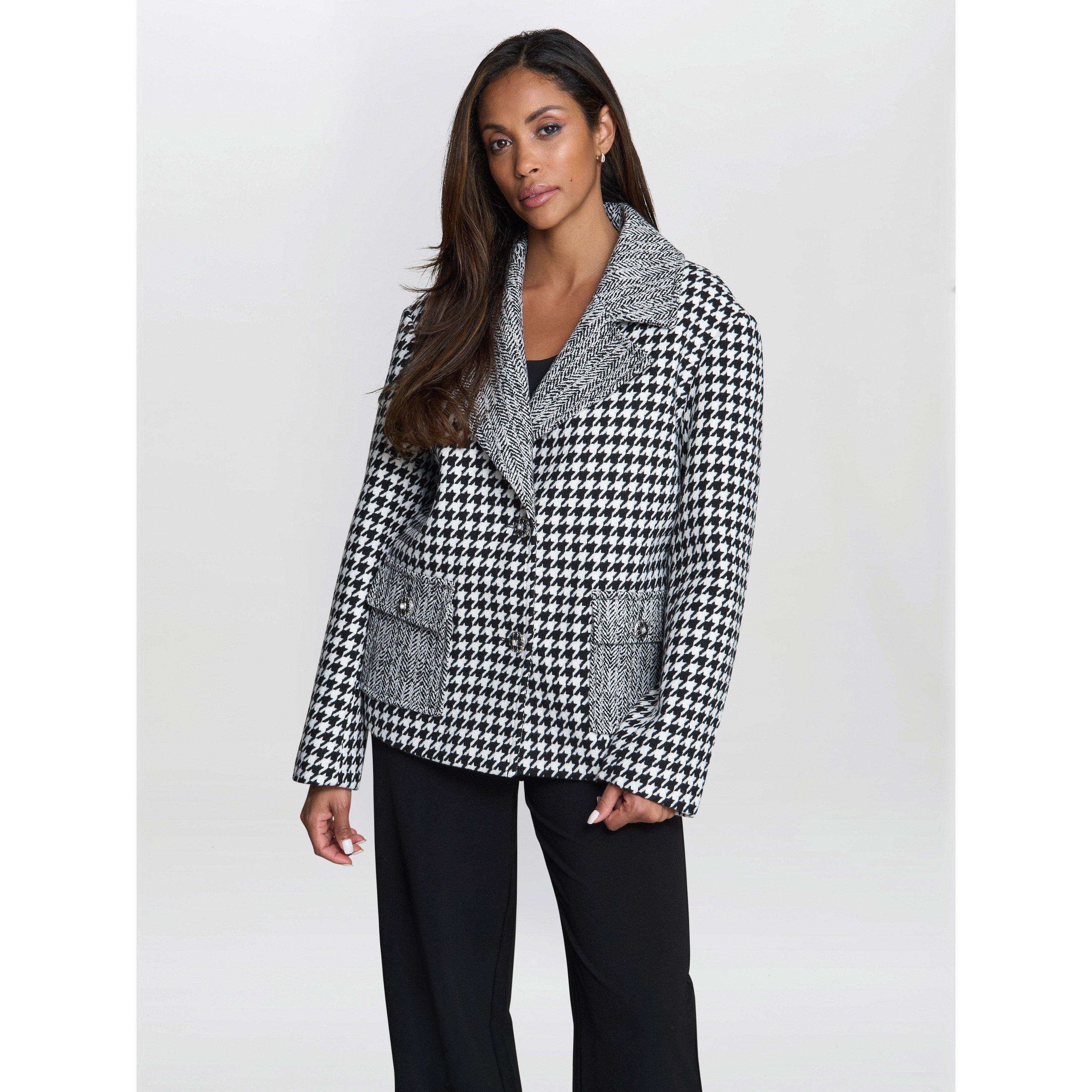 Black / White - Gina Bacconi - Women's Wiktoria Tweed Relaxed Fit Tailored Jacket - 2