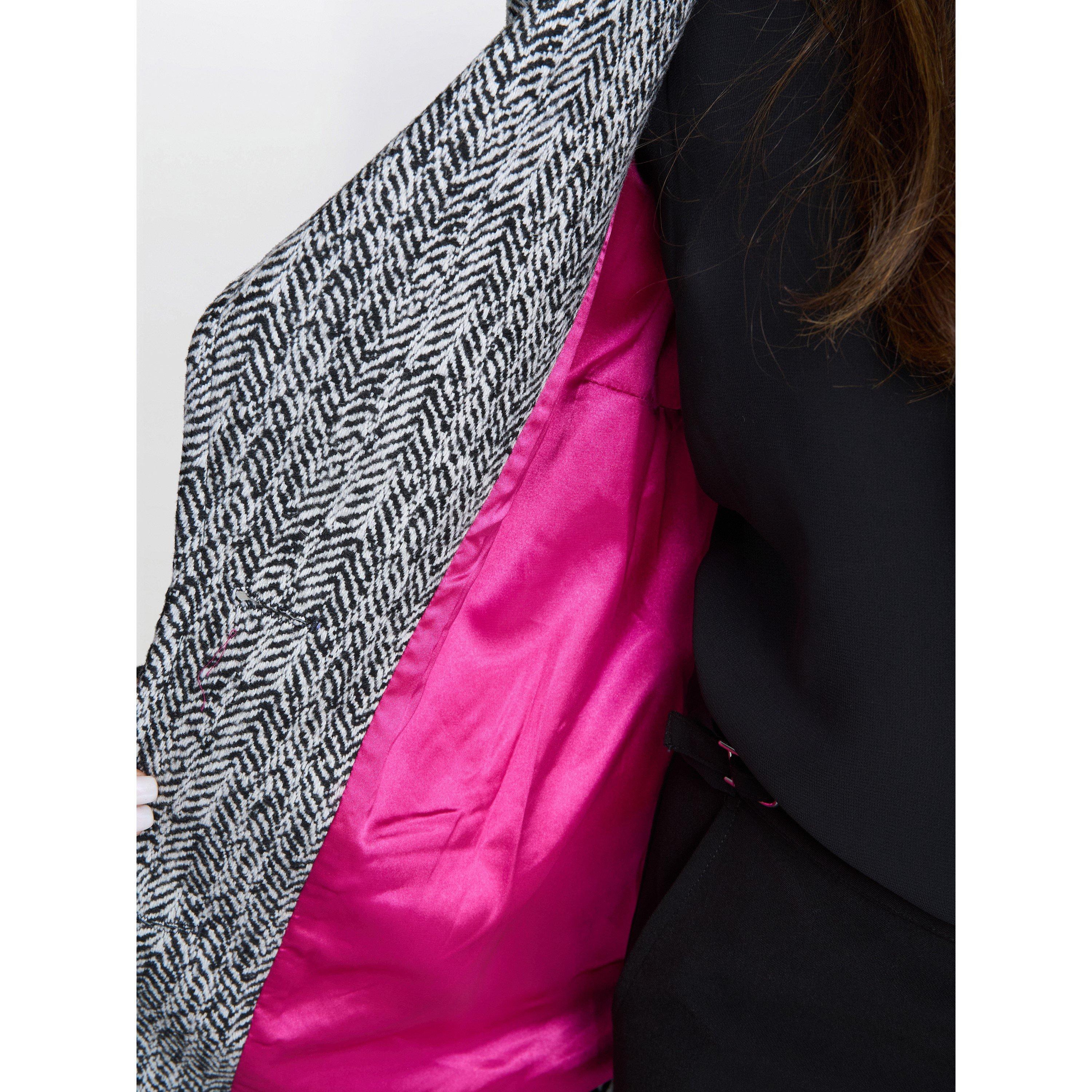 Black / White - Gina Bacconi - Women's Wiktoria Tweed Relaxed Fit Tailored Jacket - 5