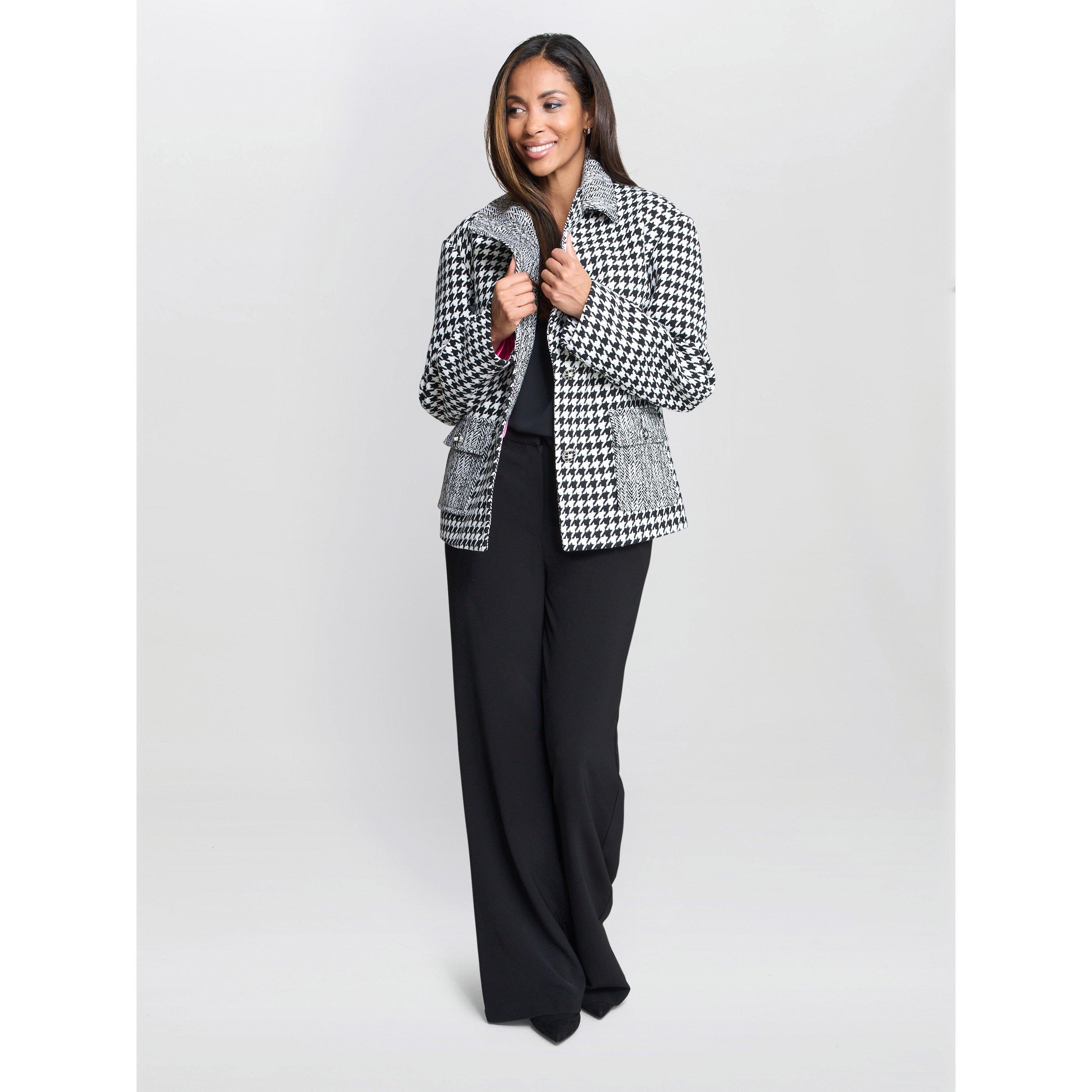 Black / White - Gina Bacconi - Women's Wiktoria Tweed Relaxed Fit Tailored Jacket - 6