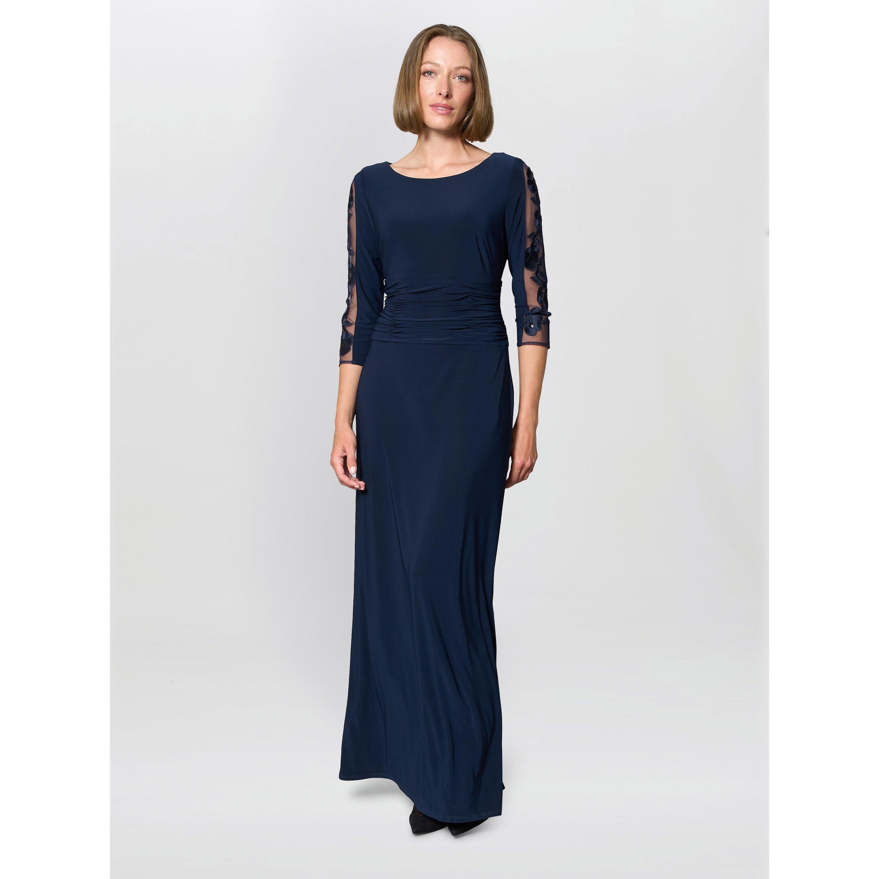 Gina Bacconi Women's Clara Maxi Dress With Embroidered Sleeve - Navy - 18