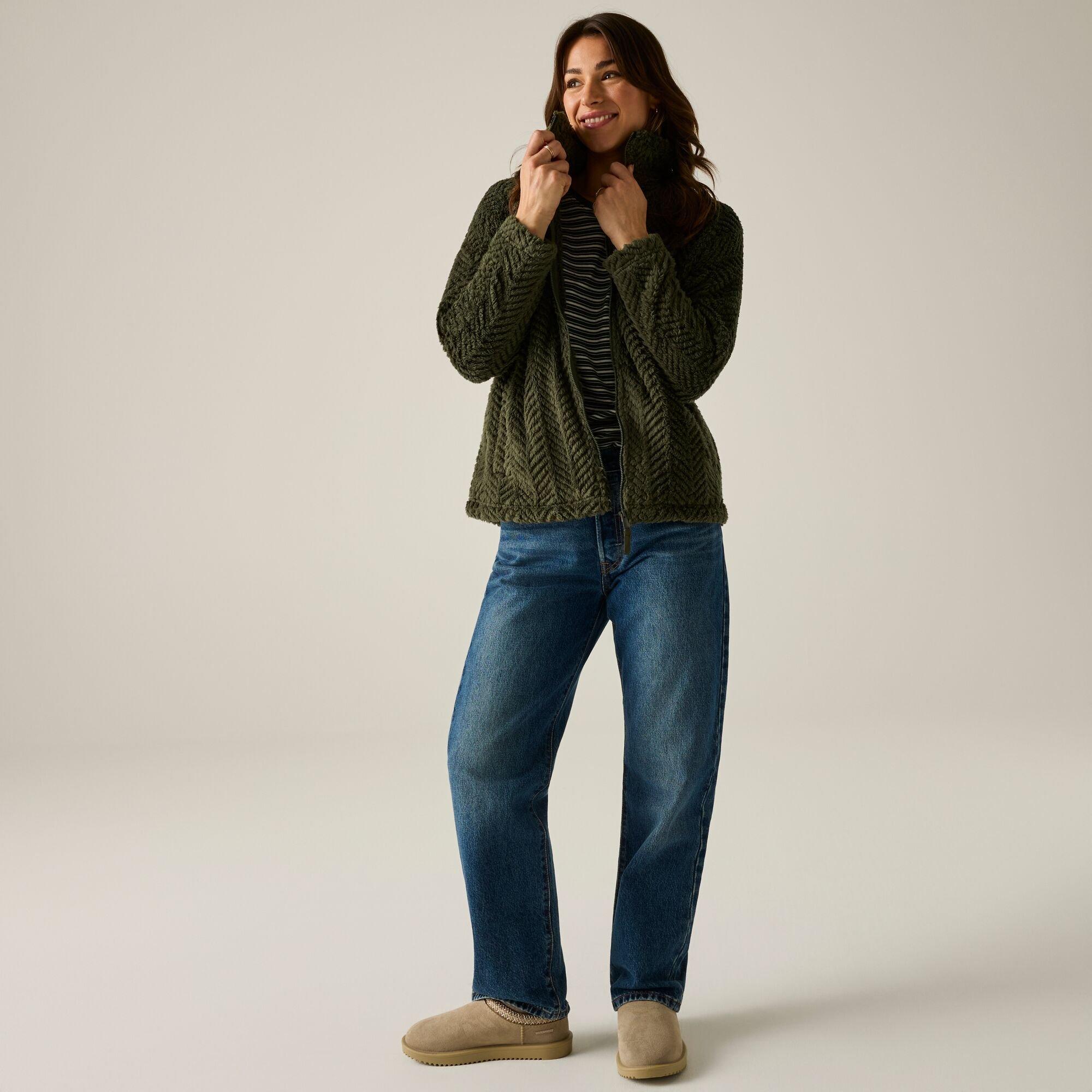 Dark Khaki - Regatta - Women's Ayana Herringbone Full-Zip Fleece Top - 2