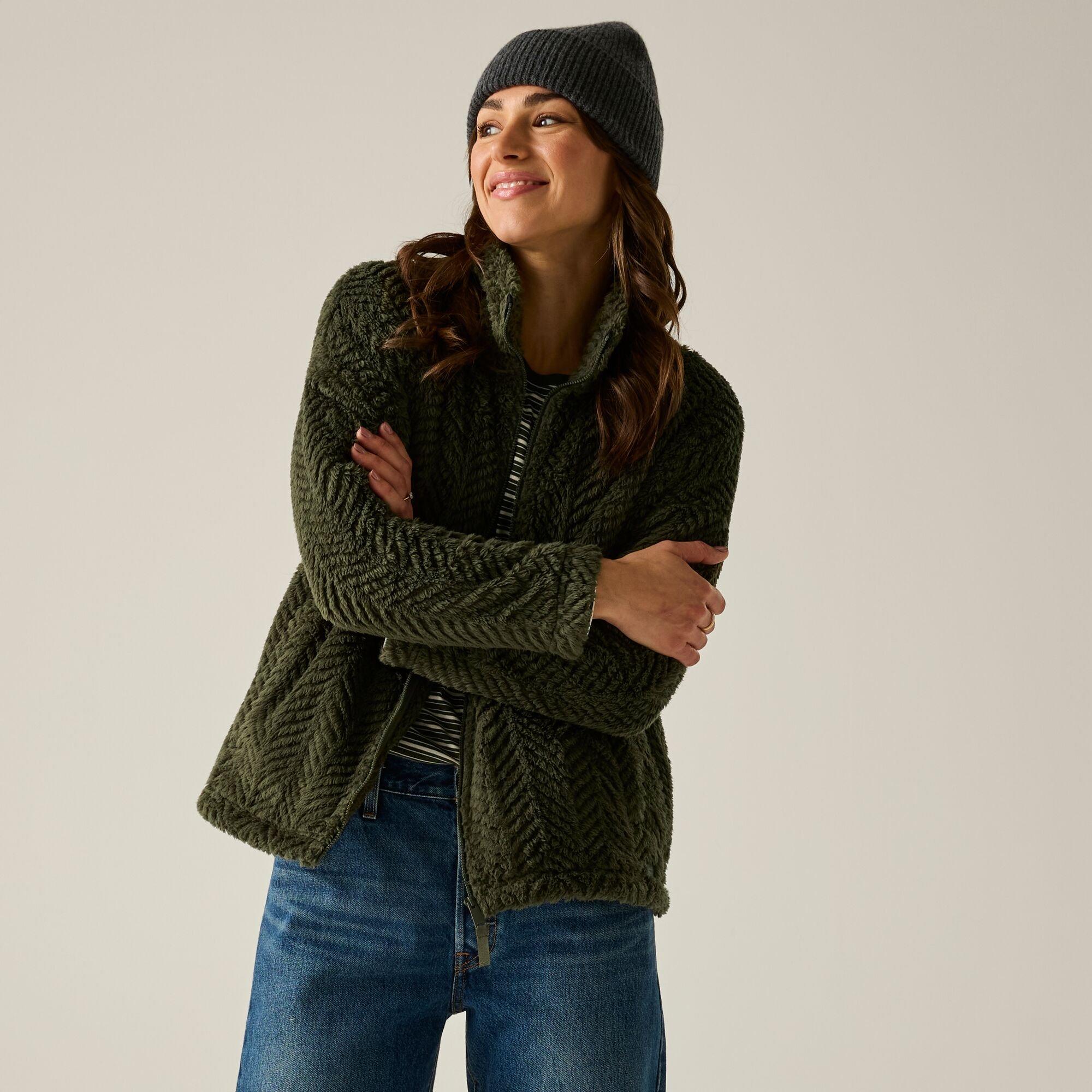Dark Khaki - Regatta - Women's Ayana Herringbone Full-Zip Fleece Top - 4